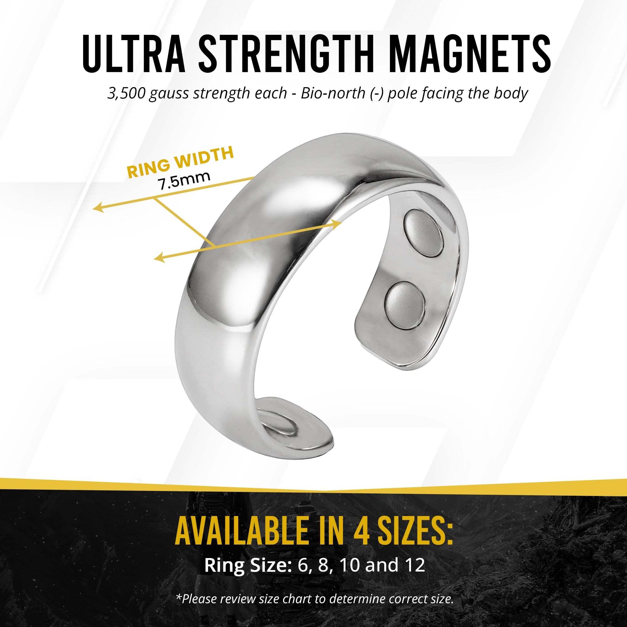 MagnetRX MagnetRX Magnetic Ring - Elegant Stainless Steel Ring - Magnet Rings for Men (Polished Silver | Size: 8)