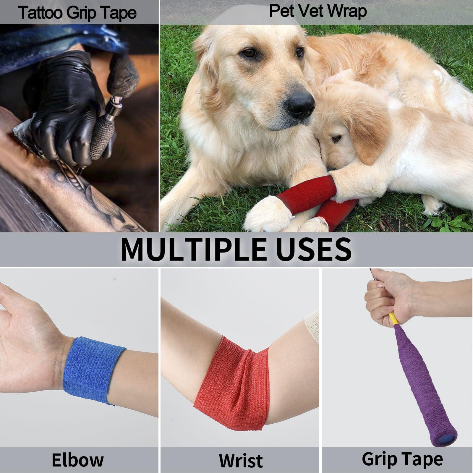 Sagafly 24 Pack Self Adherent Cohesive Wrap Bandages Non Woven Cohesive Bandage Elastic Self Adhesive Bandage Wrap Sports Athletic Tape First Aid Tape for Wrist Ankle Pet Vet Wrap Grip Cover 2 inch (White)