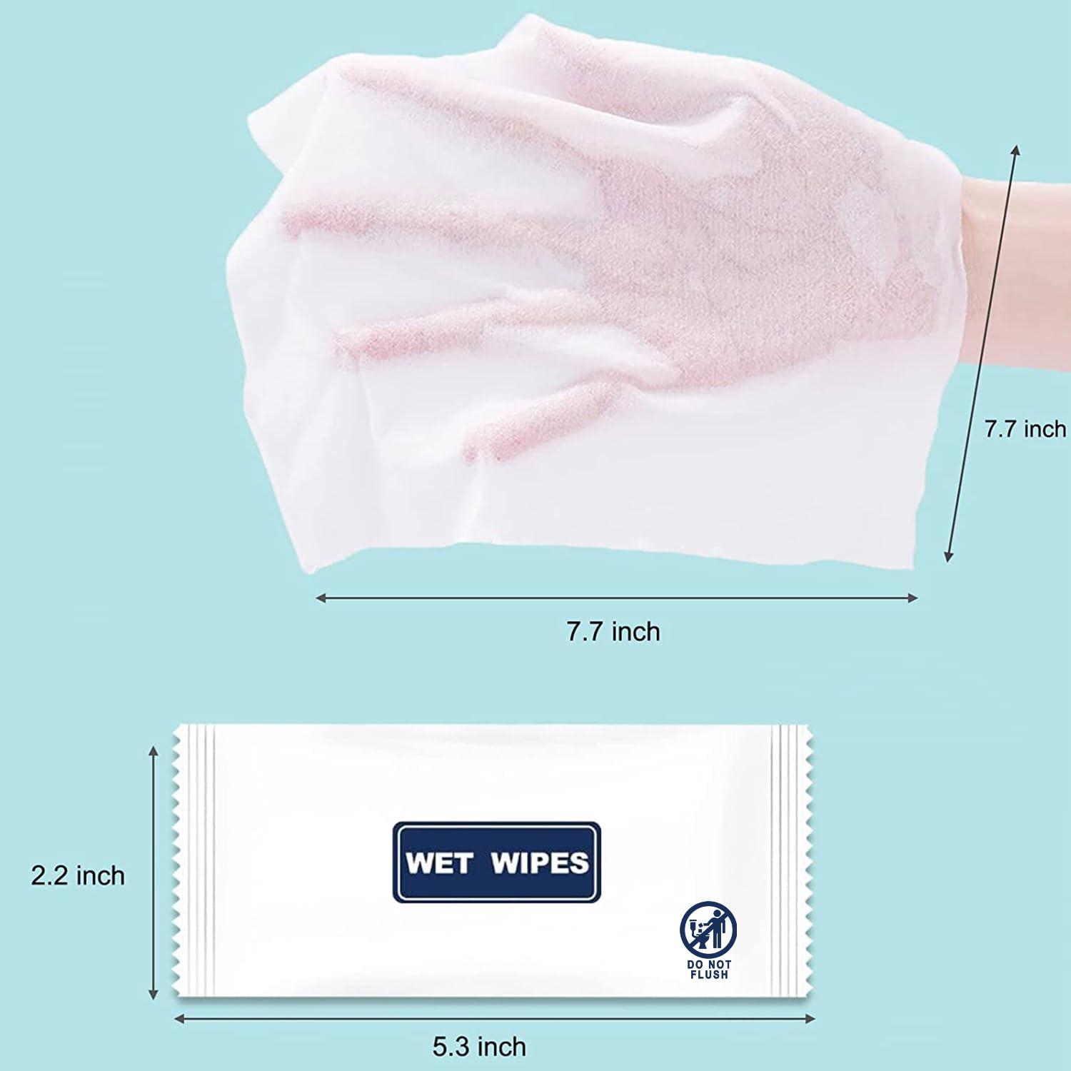 Gisdo 200 Pack Wet Wipes Individually Wrapped, Individual Hand Wipes, Unscented Travel Wipes, Clean Hands Quickly, Wet Wipes Bulk for Homeless, Suitable for Restaurant, Wedding, Barbecue, Blue
