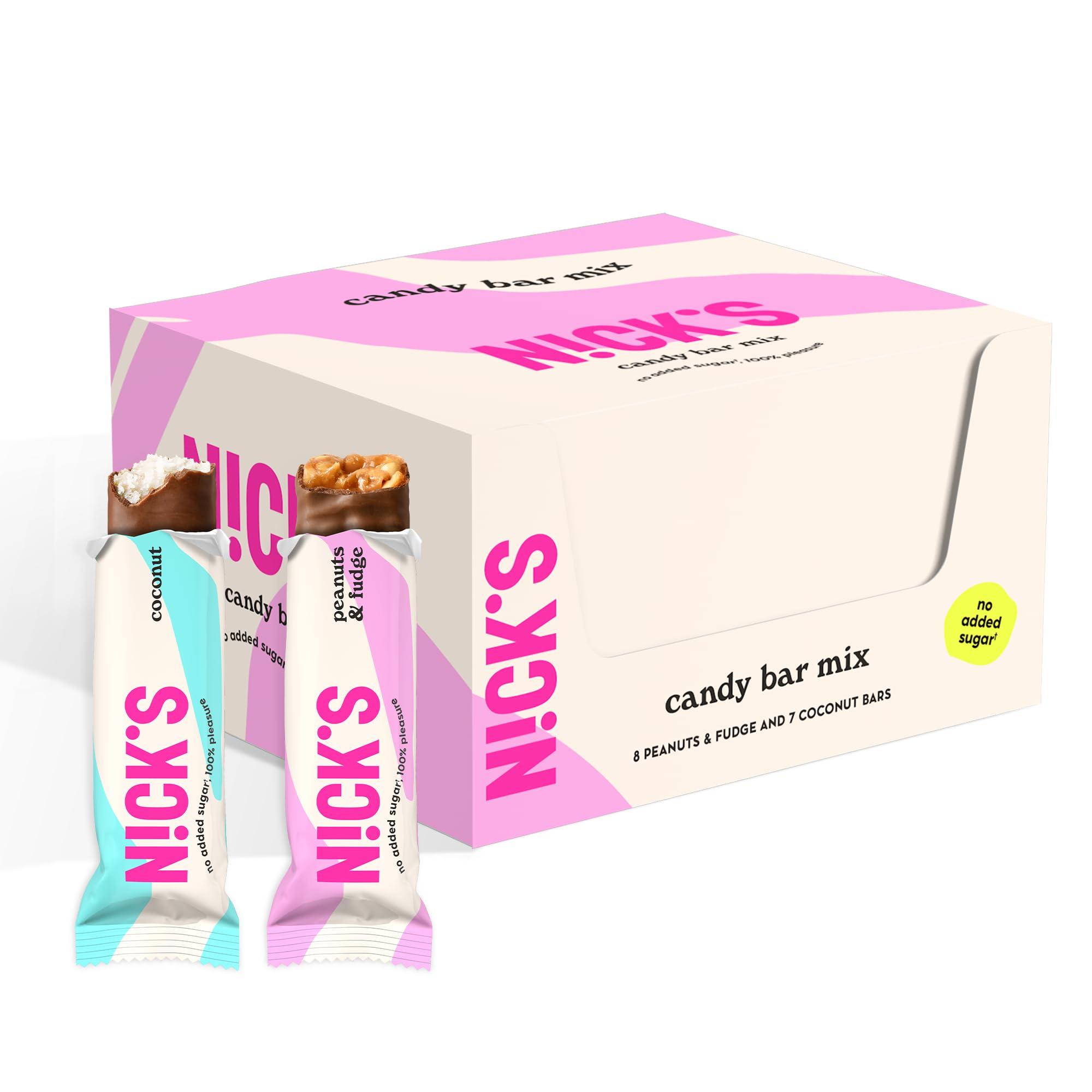 N!CK\'S NICKS Keto Chocolate Candy Bars Variety Pack, No Added Sugar, Coconut, Gluten Free Sweets Low carb Candy Snack Bar (Multipack 15x40g)