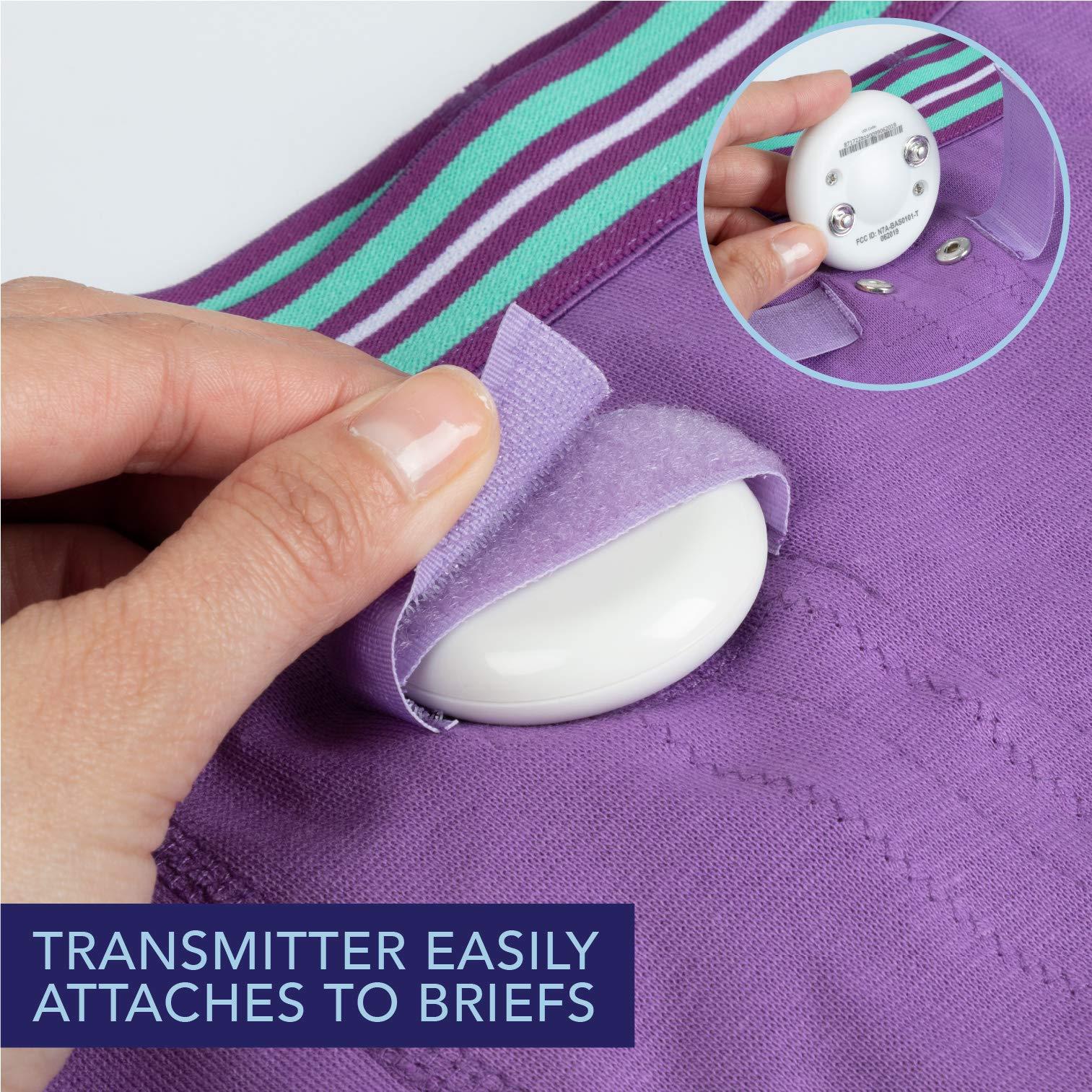 dry defender Rodger Wireless Bedwetting Alarm Kit - Most Effective System for Kids - Two Moisture Sensing Briefs, Waterproof Pad, Guide Book, Mobile App - Child, Lavender, Medium