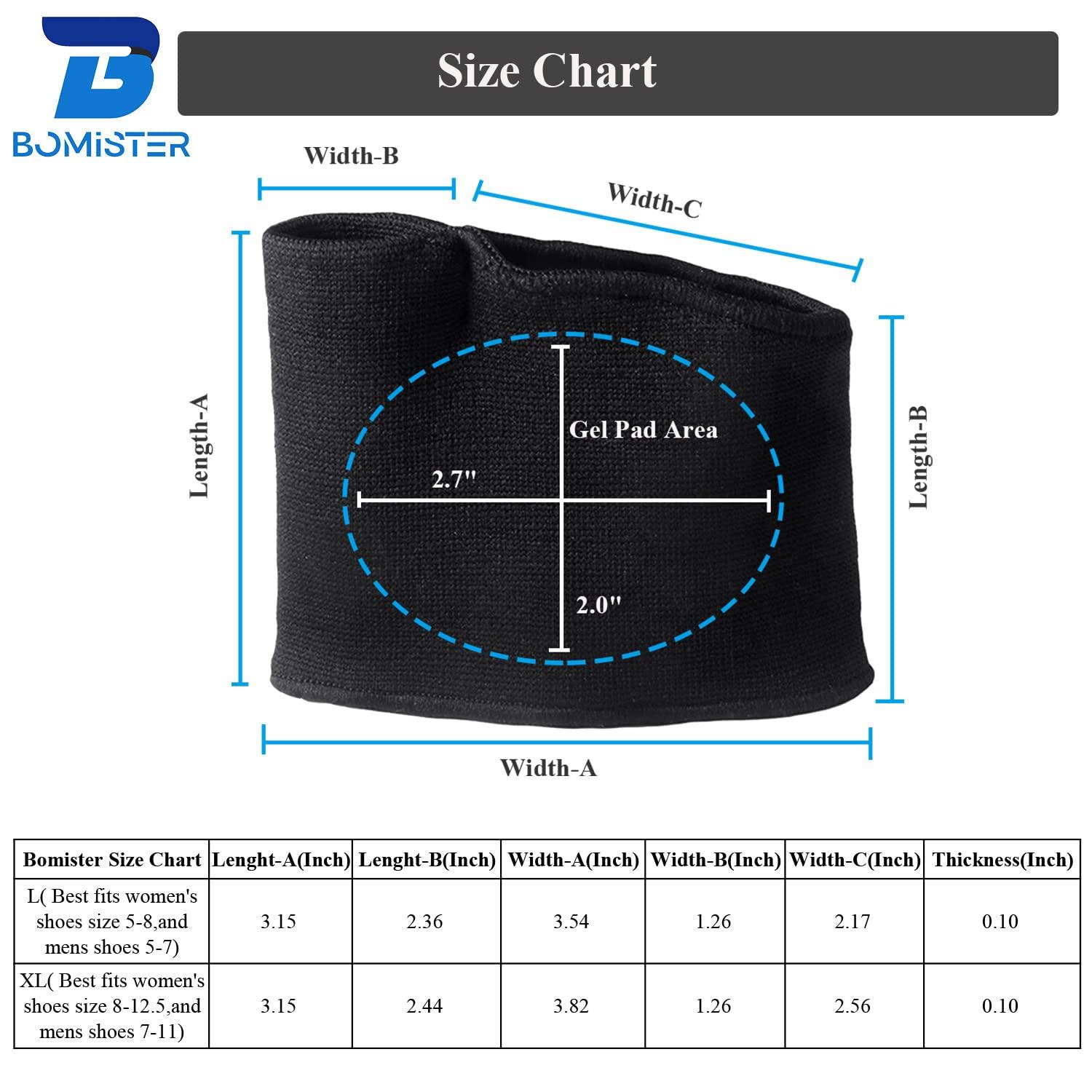 Bomister 3 Pairs of Metatarsal Pads for Women and Men, Ball of Foot Cushions for Pain Relief of Bunions&Morton\'s Neuroma,Metatarsal Sleeve/Socks with Built-in Soft Gel Pad (X-Large,Black)