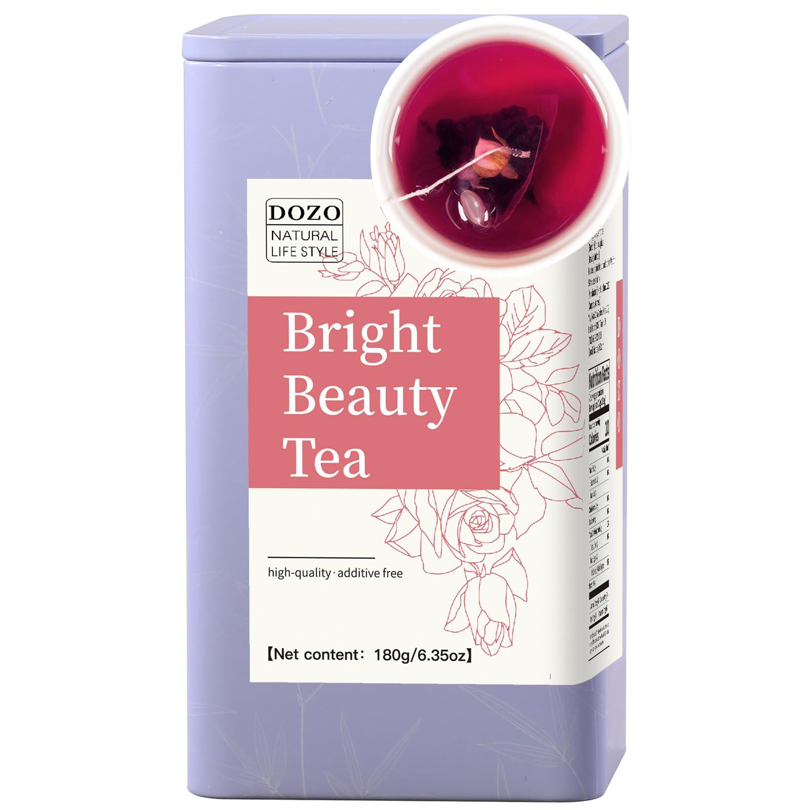 DOZO DOZO Beauty tea Bright Beauty Tea Bags Black Mulberries Rose Black Wolfberry Tea 6.35oz/180g (30bags) Glow Beautiful Flower Tea Mulberry Black Goji Berries Anthocyanin Vegan Health Herbal Tea