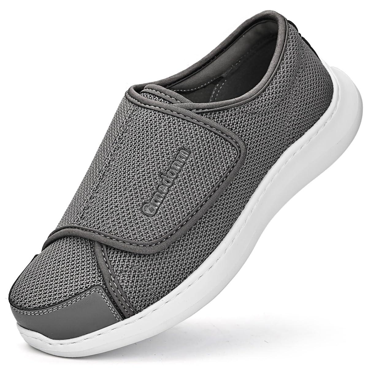 Gmedonm Gmedonm Men\'s Wide Width Shoes with Adjustable Lightweight for Diabetic Edema Plantar Fasciitis Bunions Arthritis Swollen Feet Elderly Seniors Velcro Straps Walking Shoes and Widening Elderly shoes