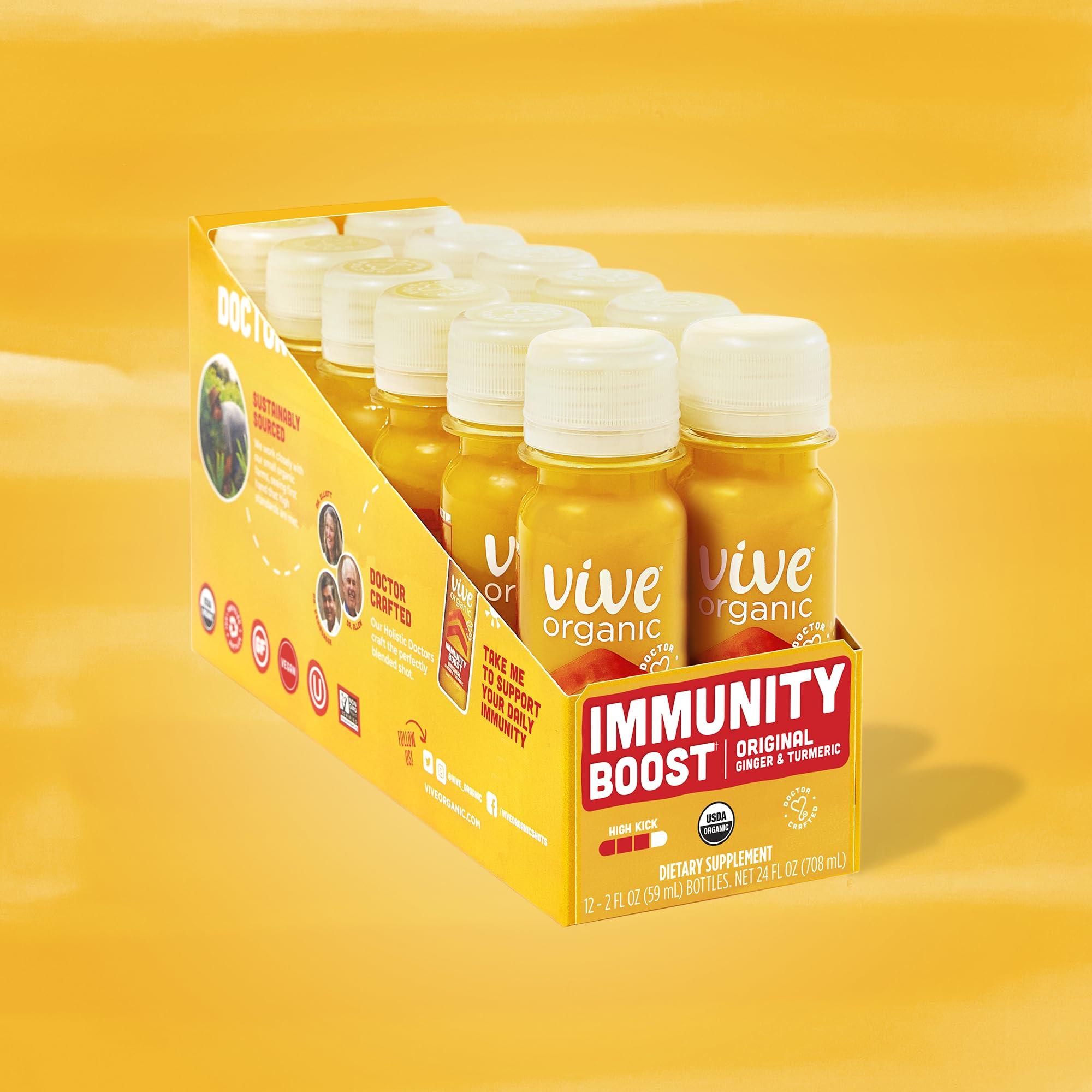 Vive Organic Vive Organic Immune Support Shot, Cold-Pressed Ginger, Turmeric, & Echinacea, Gluten Free, Vegan, Immunity Boost Original, 2 Fl Oz (Pack of 12)