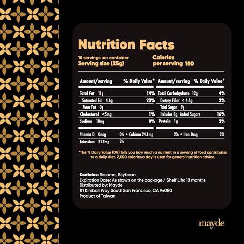 Mayde Mayde Black Sesame Paste Spread, Premium Ground Black Sesame Jam (8.8 oz, Black Sesame)
