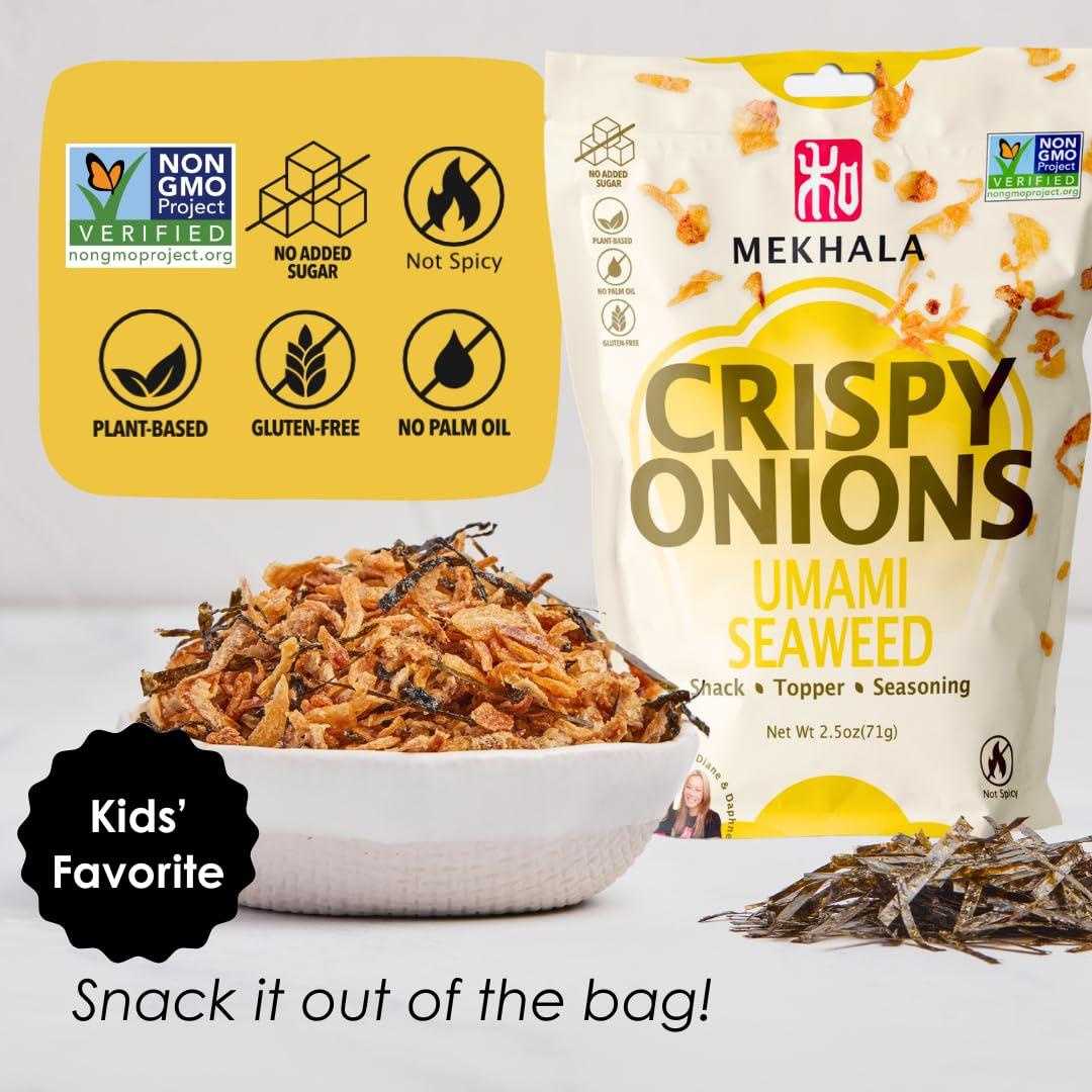 Mekhala Mekhala Umami Seaweed Crispy Onions - Salad Toppings Crunchy Fried Onions For All-Purpose Seasoning Like Keto, Ramen Toppings, And Rice Gluten-free | 2.5oz