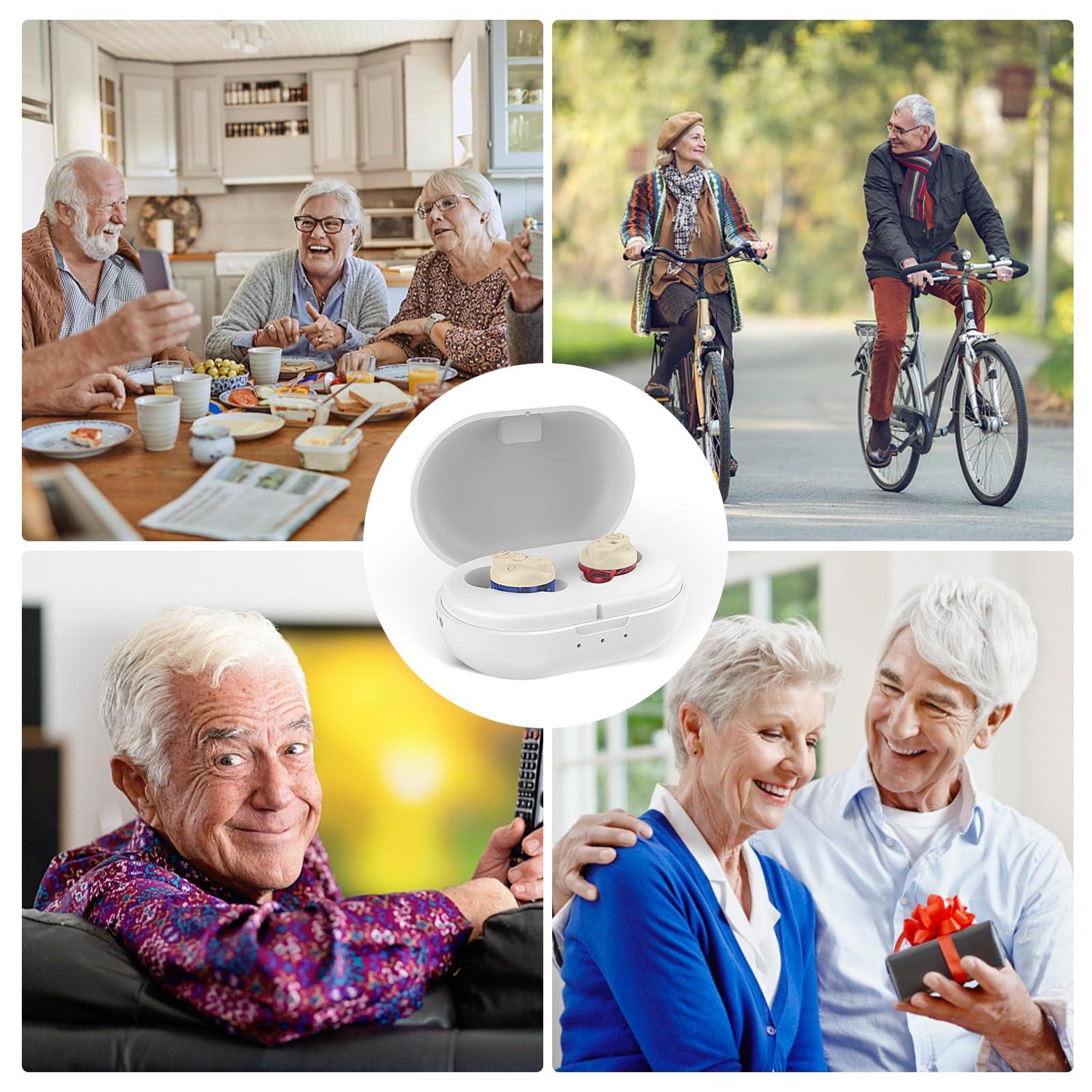 Tobocala Hearing Aids, Hearing Aids for Seniors Hearing Amplifier with Noise Cancelling, Mini Invisible OTC Hearing Aid for Adults Hearing Loss with Rechargeable Charging Case