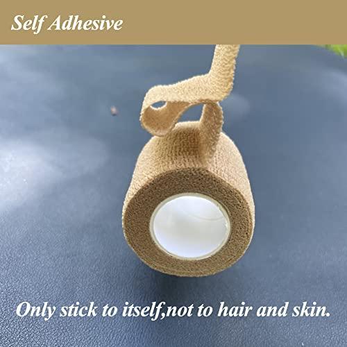 CIYAGPOOU Vet Wrap for Dogs,2 Inches 5 Yards 12 Pack Self Adhering Bandage Wrap Stretchy,Flexible Wound Cohesive Bandages(Brown)