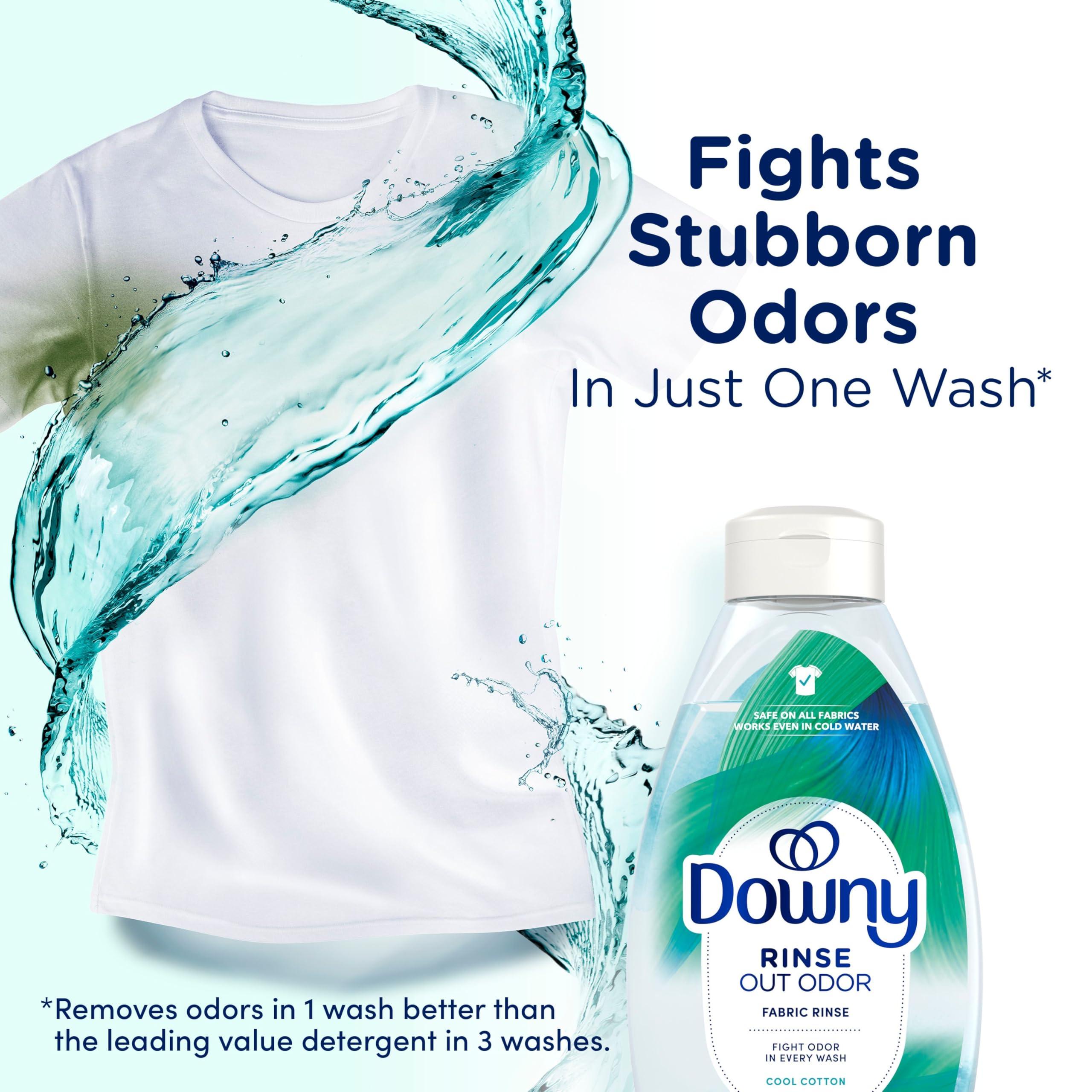 Downy Downy RINSE & REFRESH Laundry Odor Remover and Fabric Softener, Safe on ALL Fabrics, Gentle on Skin, HE Compatible, Cool Cotton, 48 fl oz (Pack of 4)(192 fl oz total)
