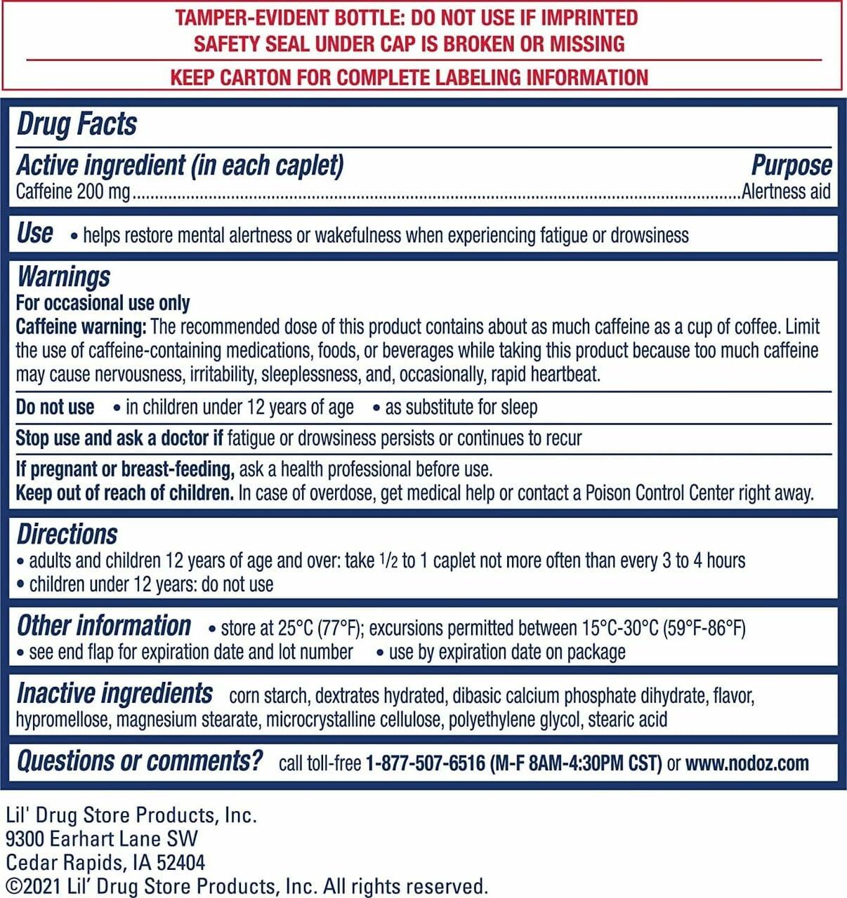 NoDoz NoDoz 200mg Caffeine Pills Maximum Strength, 60 Caplets Total