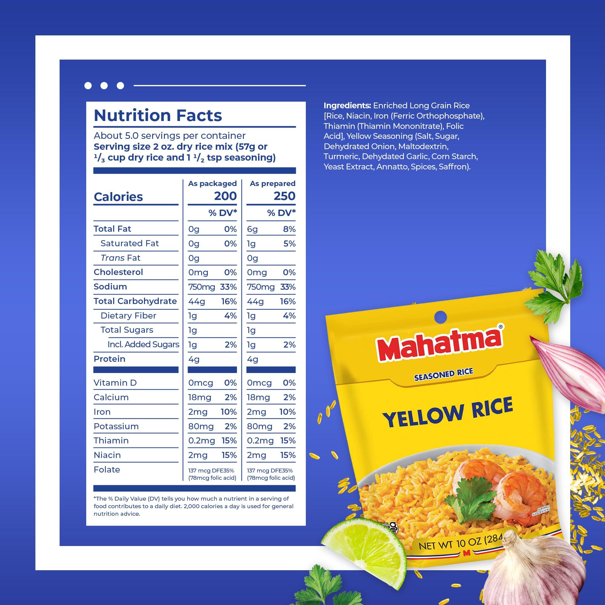 Mahatma Mahatma Yellow Rice Mix, Long-Grain Rice, Stovetop or Microwave Rice, Gluten-Free and Kosher 20-Minute Rice, 10 Ounces, Pack of 12