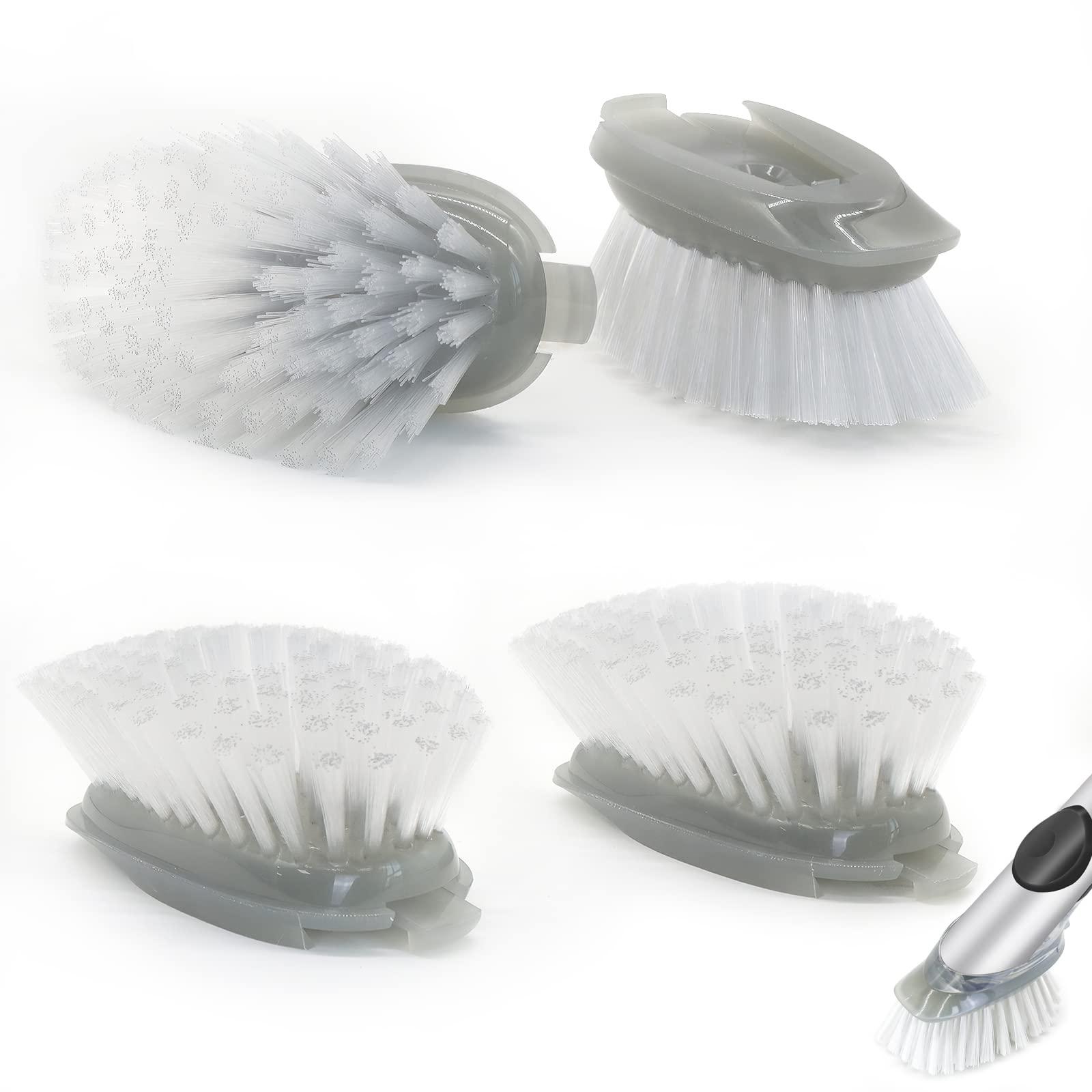 Shadowgallery Brush Refills for OXO Dish Brush - 4 Pack Dish Brush Cleaning Soap Dispensing Head Replacement for Scrubber(Grey)