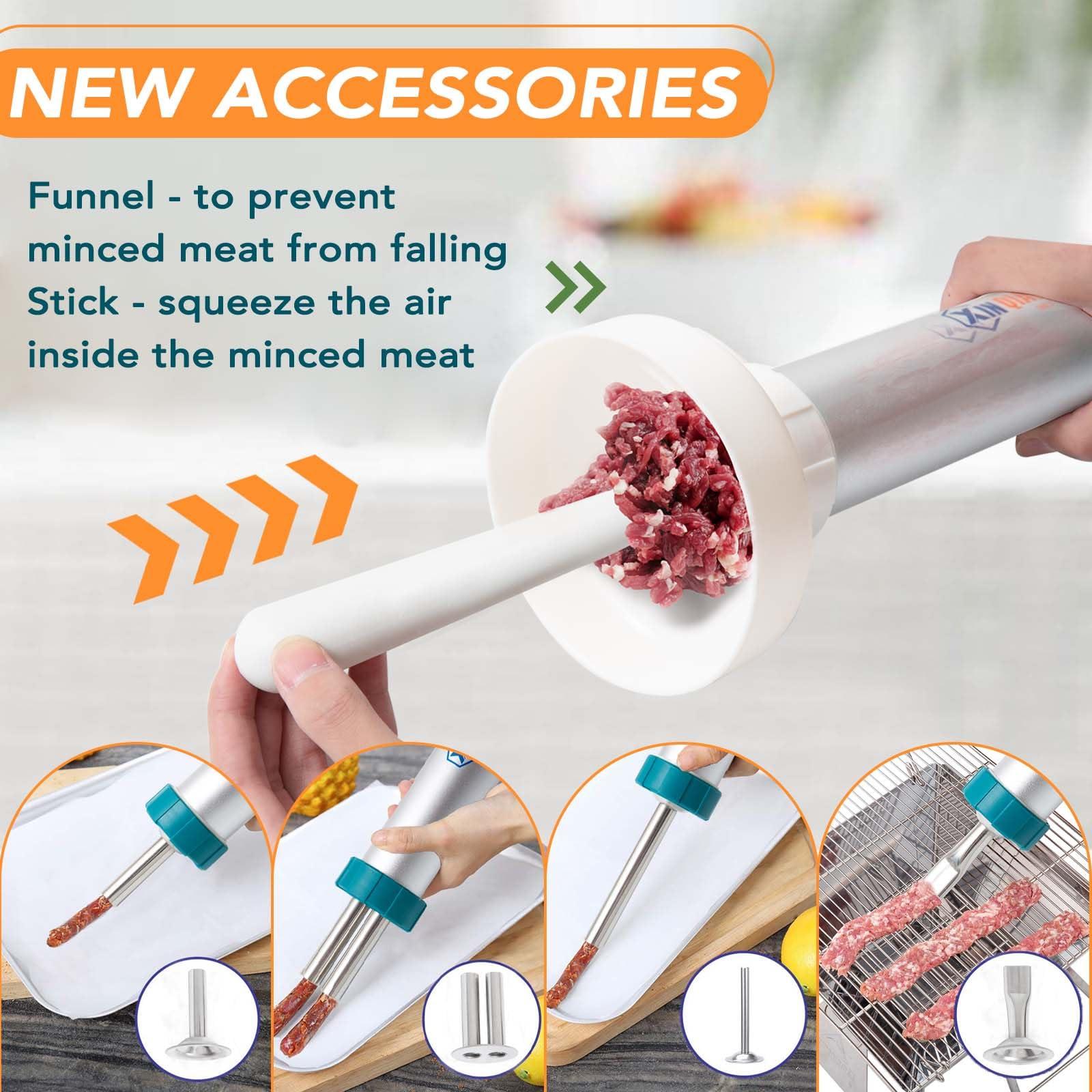 XINQIAO XINQIAO Beef Jerky Gun Sausage Stufffer for Ground Meat, Large Aluminum Jerky Cannon Comes with a Bag, 4 Nozzles, 2 Brushes, 1 Funnel, 1 Pestle