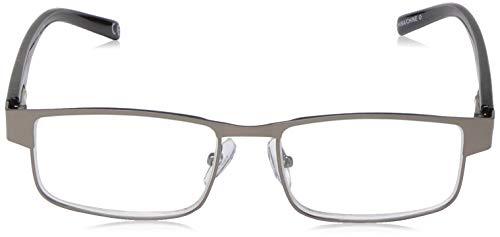 Foster Grant Foster Grant Men's Leo Square Reading Glasses, Gunmetal/Transparent, 59 mm + 2