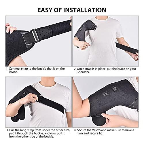 lovelifejoy Heated Shoulder Wrap, 3 Heat Settings, Heating Pad Support Brace for Rotator Cuff, Joint Capsule & Biceps Tendon Injury, Frozen Shoulder, Shoulder Dislocation or Muscles Pain Relief (Black)