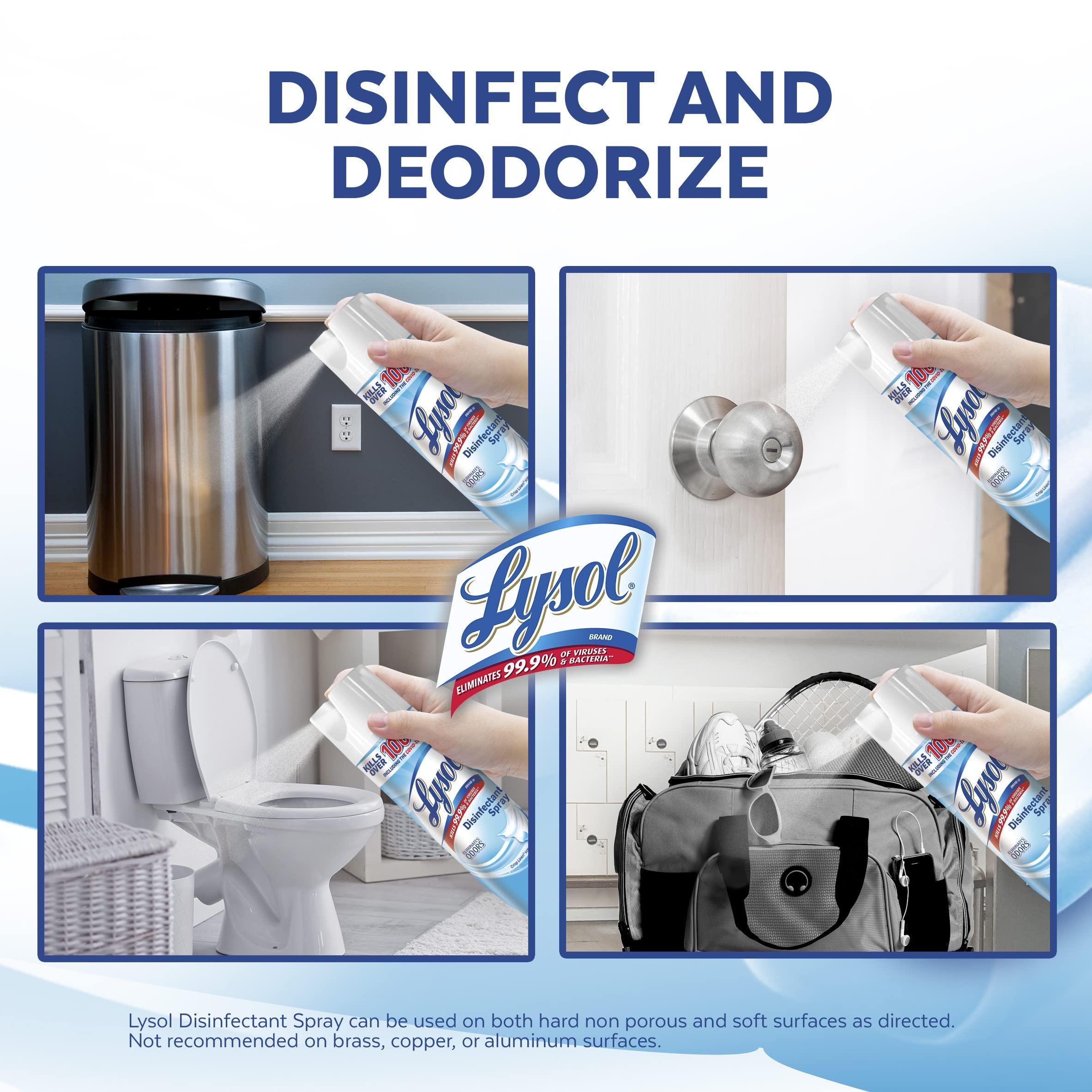 Lysol Lysol Disinfectant Spray, Sanitizing Spray, For Disinfecting and Deodorizing, Crisp Linen, 19 Fl. Oz (Pack of 4, 8 Count Total)