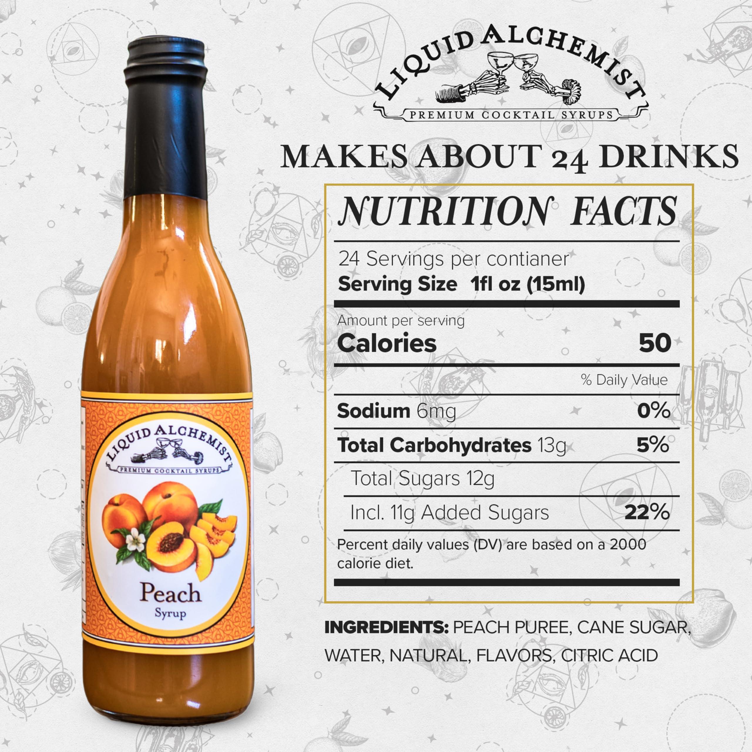 Liquid Alchemist Liquid Alchemist Peach Syrup for Drinks - Real Ingredients Make our Peach Puree for Cocktails a Perfect Peach Bellini Mix - Our Peach Flavoring Syrup is Non-GMO & Vegan - Peach Cocktail Syrup (25 oz)