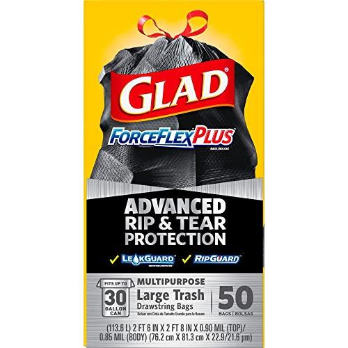 Glad Glad ForceFlex Trash Bag, Large, Black, 50