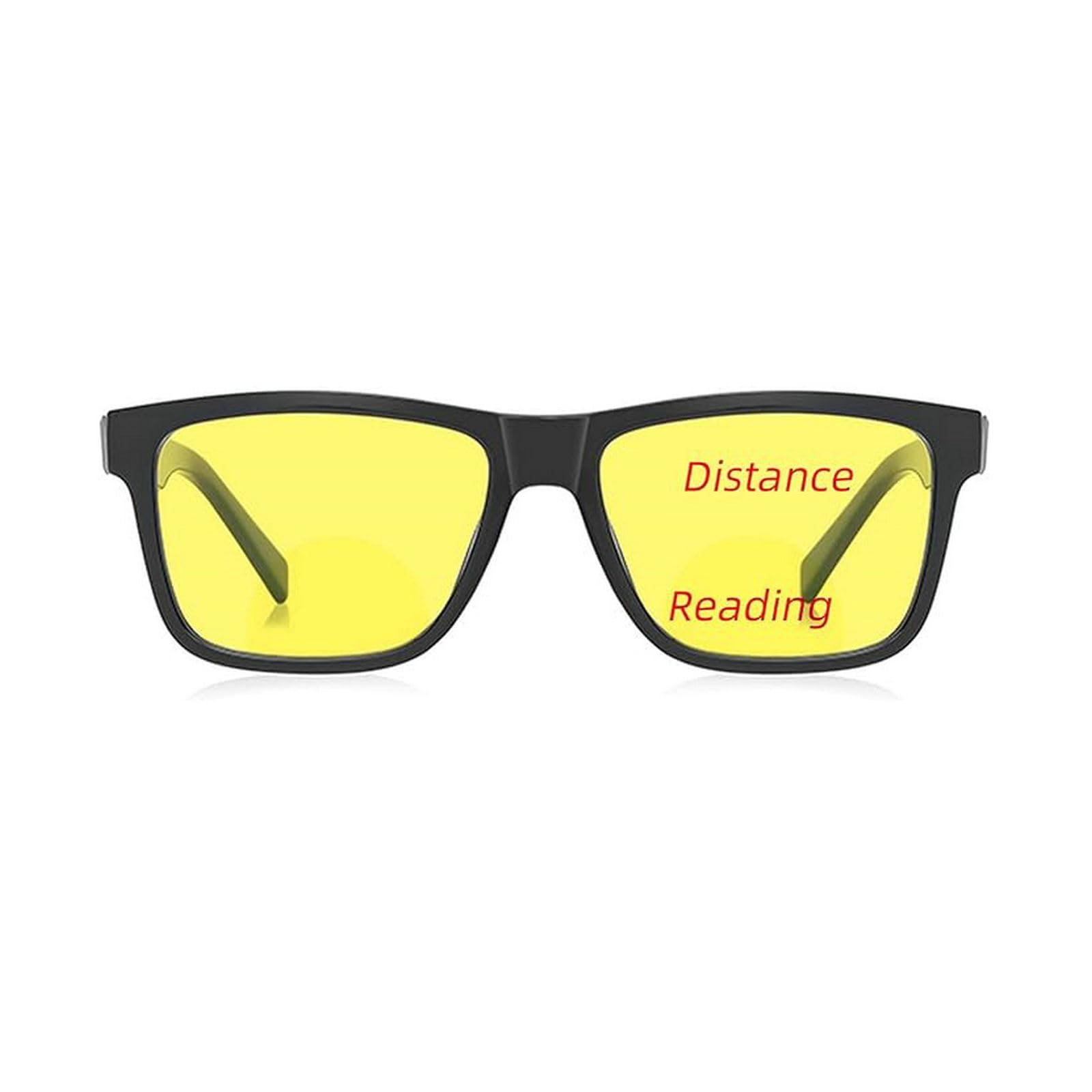 laureles laureles 2023 Vintage Yellow Lens Bifocal Reading Glasses Men Computer Night Vision Bifocal Reader Women (C1, 2, multiplier_x)