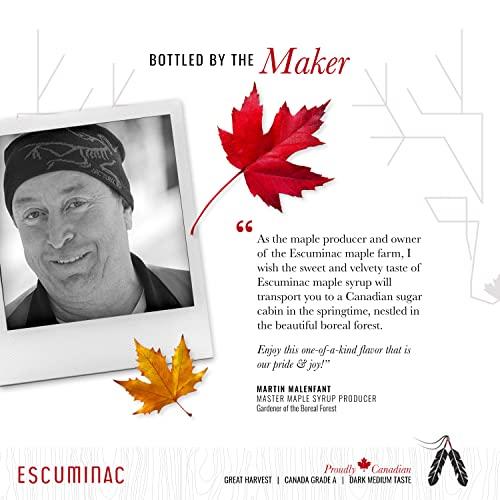 Escuminac Escuminac Canadian Maple Syrup, Great Harvest Medium Taste, 16.9 fl oz. Pure & Organic. Gourmet Gift for Any Occasion. From Quebec, Canada
