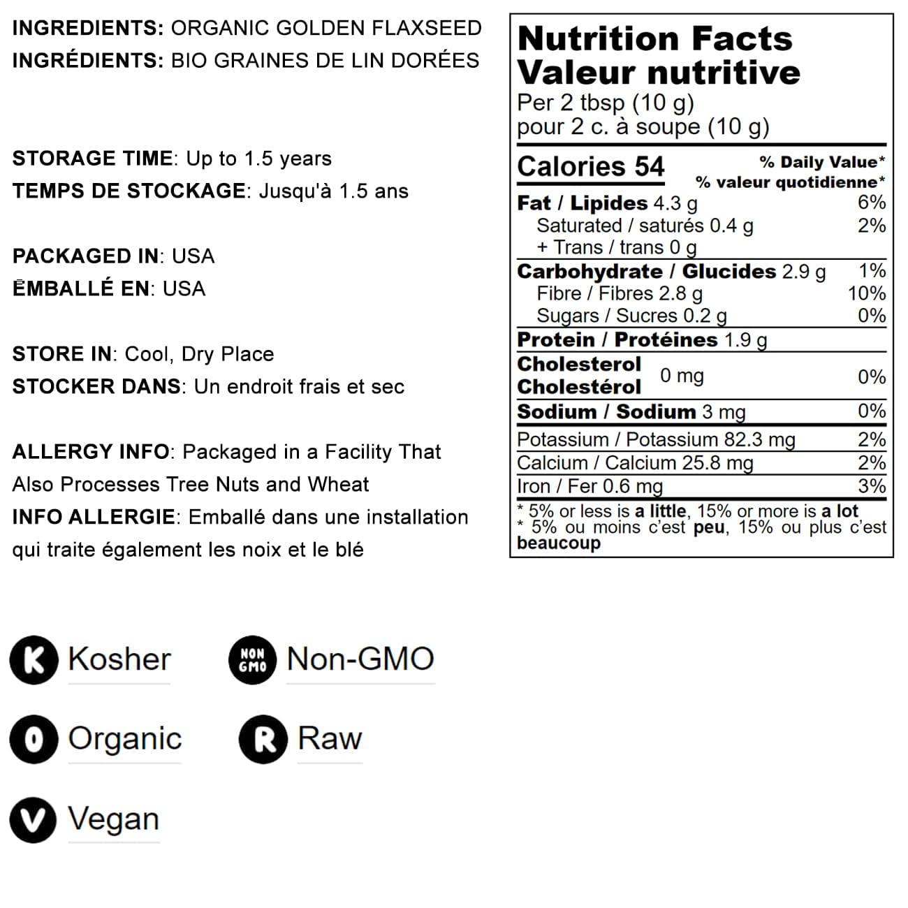Food to Live Food to Live Organic Golden Flaxseed Meal, 16 Pounds Cold-Milled Flax Seeds. Non-GMO, Raw, Kosher, Vegan Bulk. Rich in Omega-3, and Dietary Fiber. Vegan Egg Substitute. Great for Baking