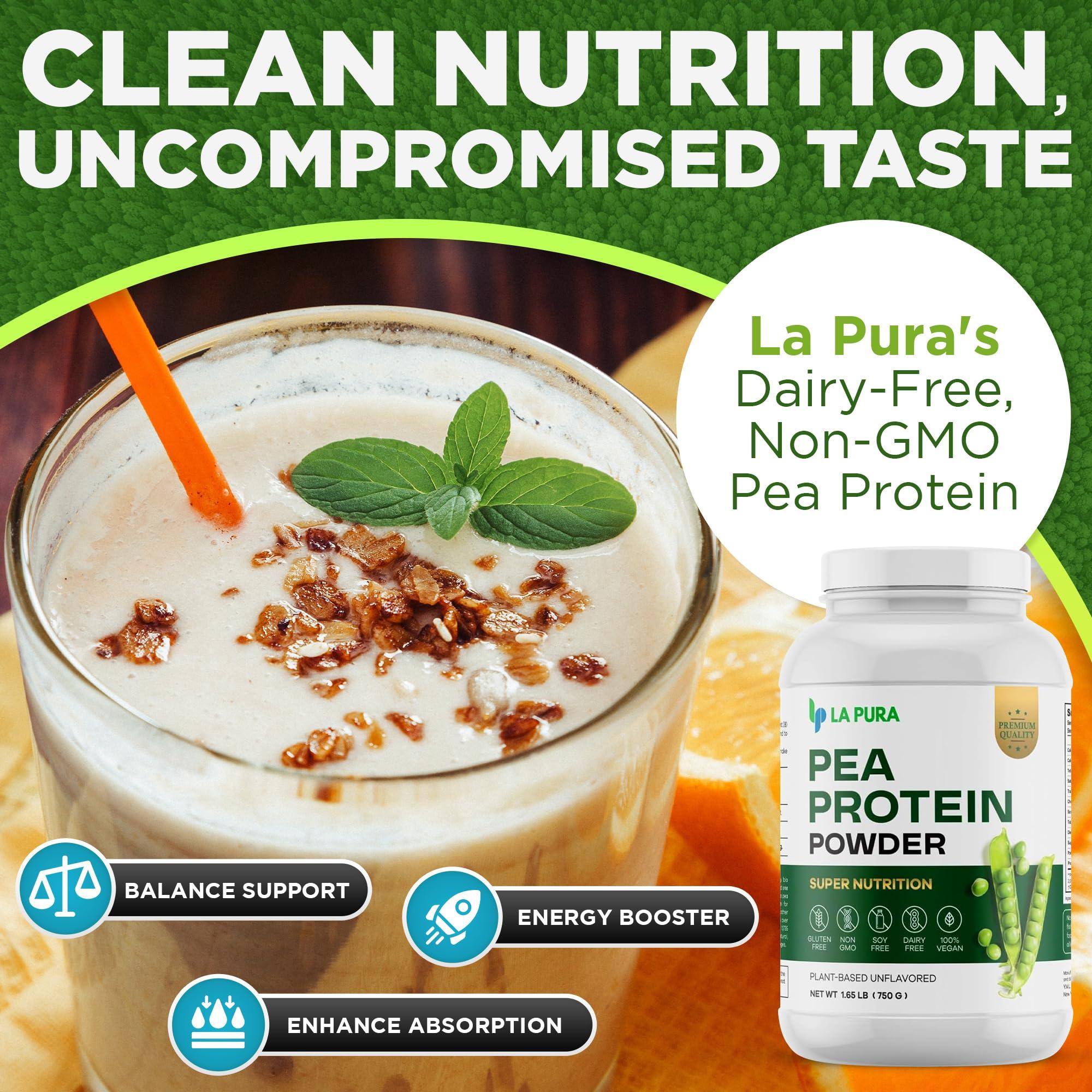 LaPura LaPura 100% Vegan Pea Protein Powder - 1.65LB, Unflavored Plant-Based Protein Powder with 20g Protein, Easy to Digest, Gluten Free, Non-GMO, No Additives for Optimal Nutrition
