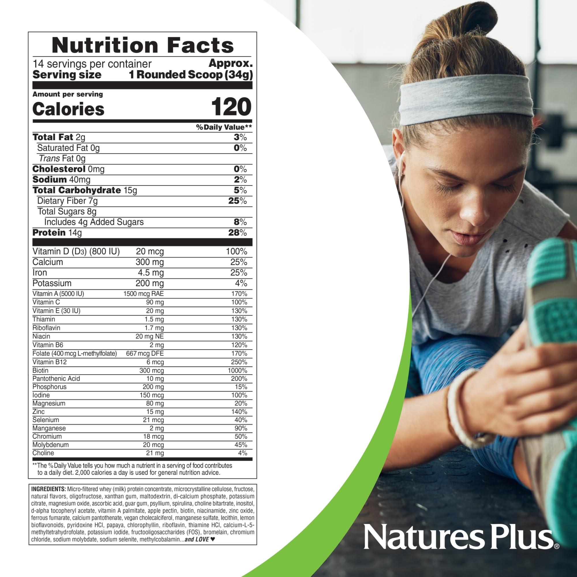Nature's Plus Natures Plus SPIRU-TEIN WHEY Shake, Vanilla - 1.05 lb - Whey Protein Powder - with Spirulina, Vitamins & Minerals - Gluten Free - 14 Servings