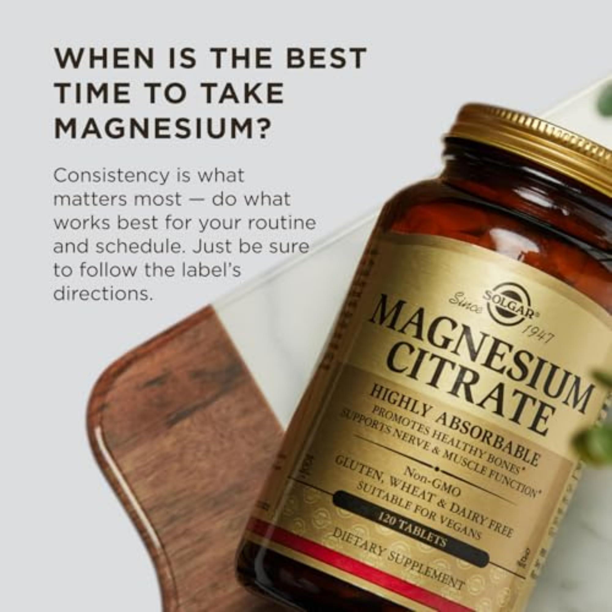 Solgar Solgar Magnesium Citrate, 120 Tablets - Promotes Healthy Bones - Supports Nerve & Muscle Function - Non GMO, Vegan, Gluten Free, Dairy Free, Kosher - 60 Servings