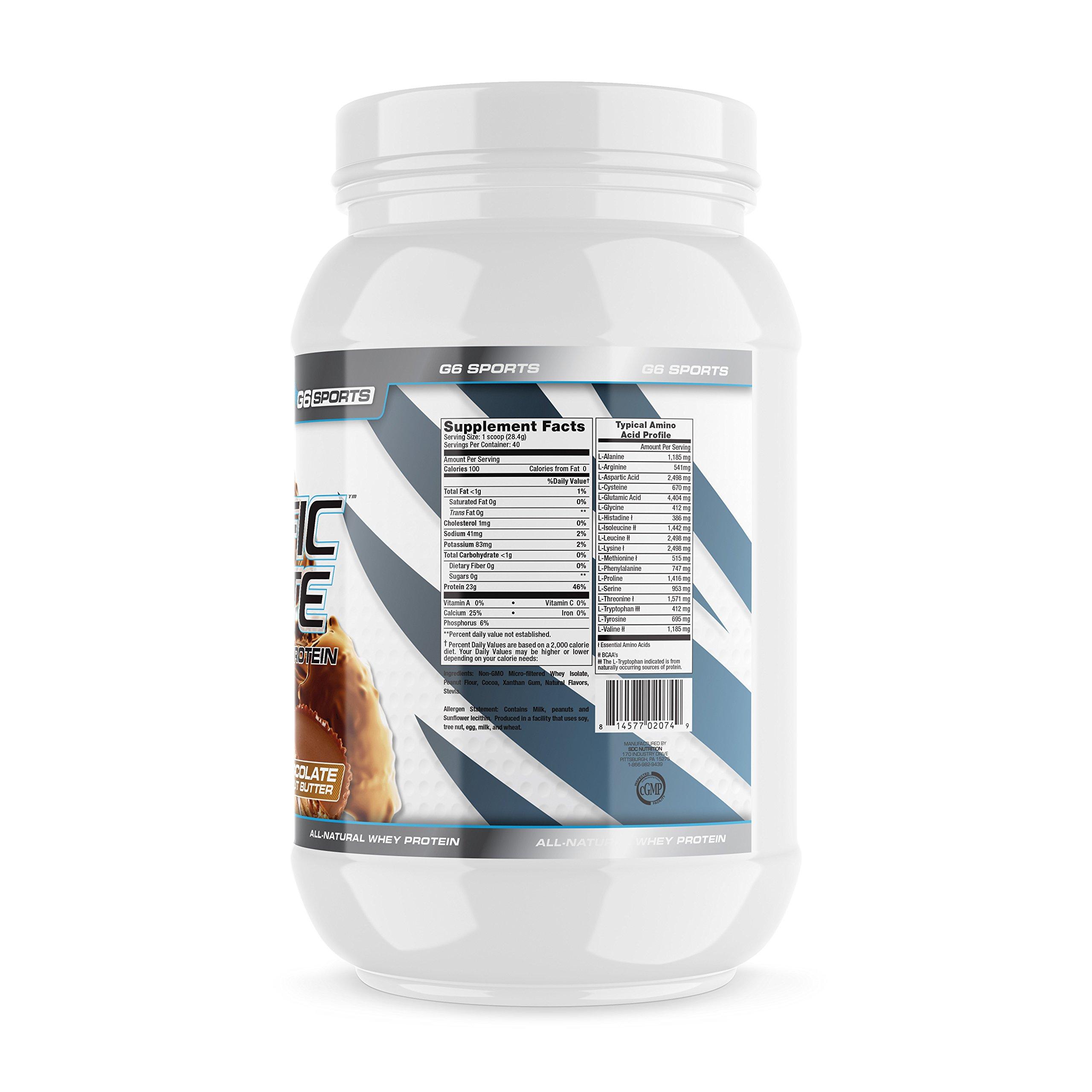 G6 Sports G6 Sports Nutrition Prolific Isolate All Natural Whey Protein Isolate (Gluten Free, Lactose Free, Soy Free, Stevia Sweetened, 25g Protein, 100 Calories) – 2.5lb Jar – Chocolate Peanut Butter