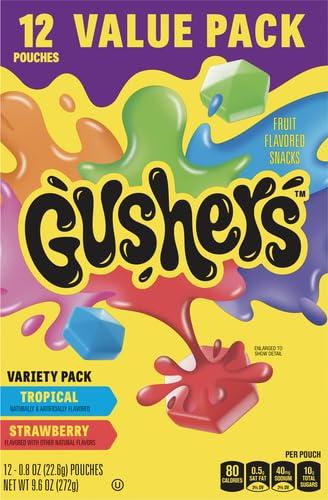 Gushers Gushers Fruit Flavored Snacks, Strawberry Splash and Tropical, 12 ct (Pack of 2)