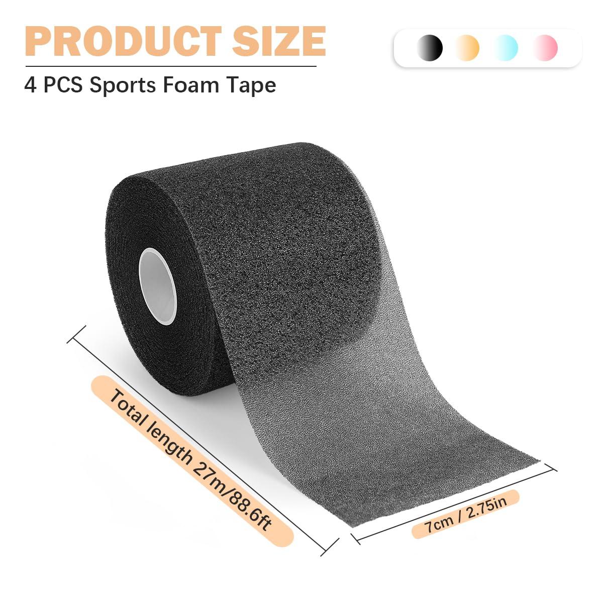 UPIQNG UPIQNG 4Pcs Foam Underwrap Tape Athletic Foam Tape Wrists Knees Ankles Hands Breathable Sponge Bandage Sports Pre Wrap,30Yards