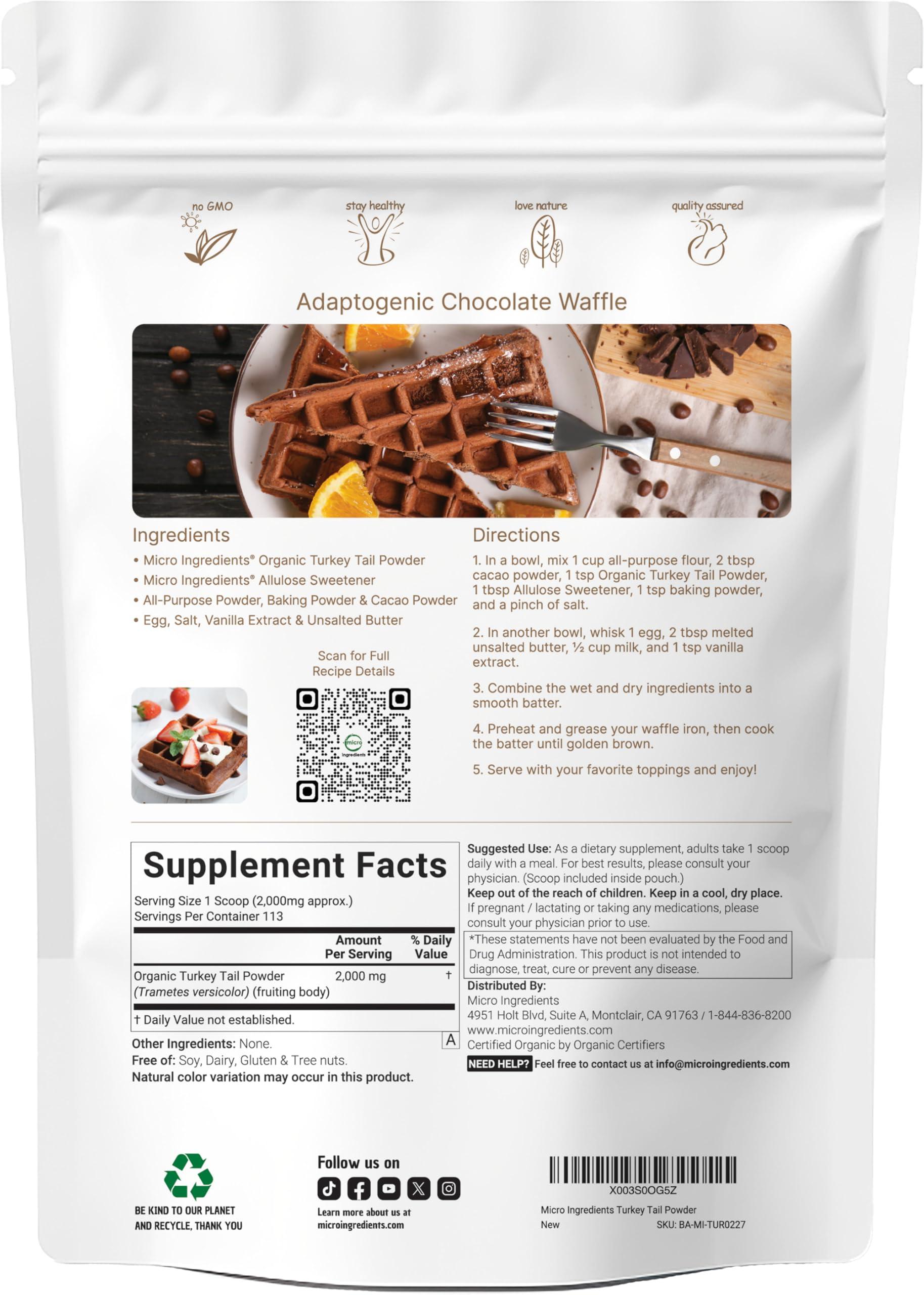 Micro Ingredients Micro Ingredients Organic Turkey Tail Mushroom Powder (50:1 Extract), 8 Ounce | Freeze Dried with Active Polysaccharides, Supports Immune Response & Cellular Level, Pet Friendly