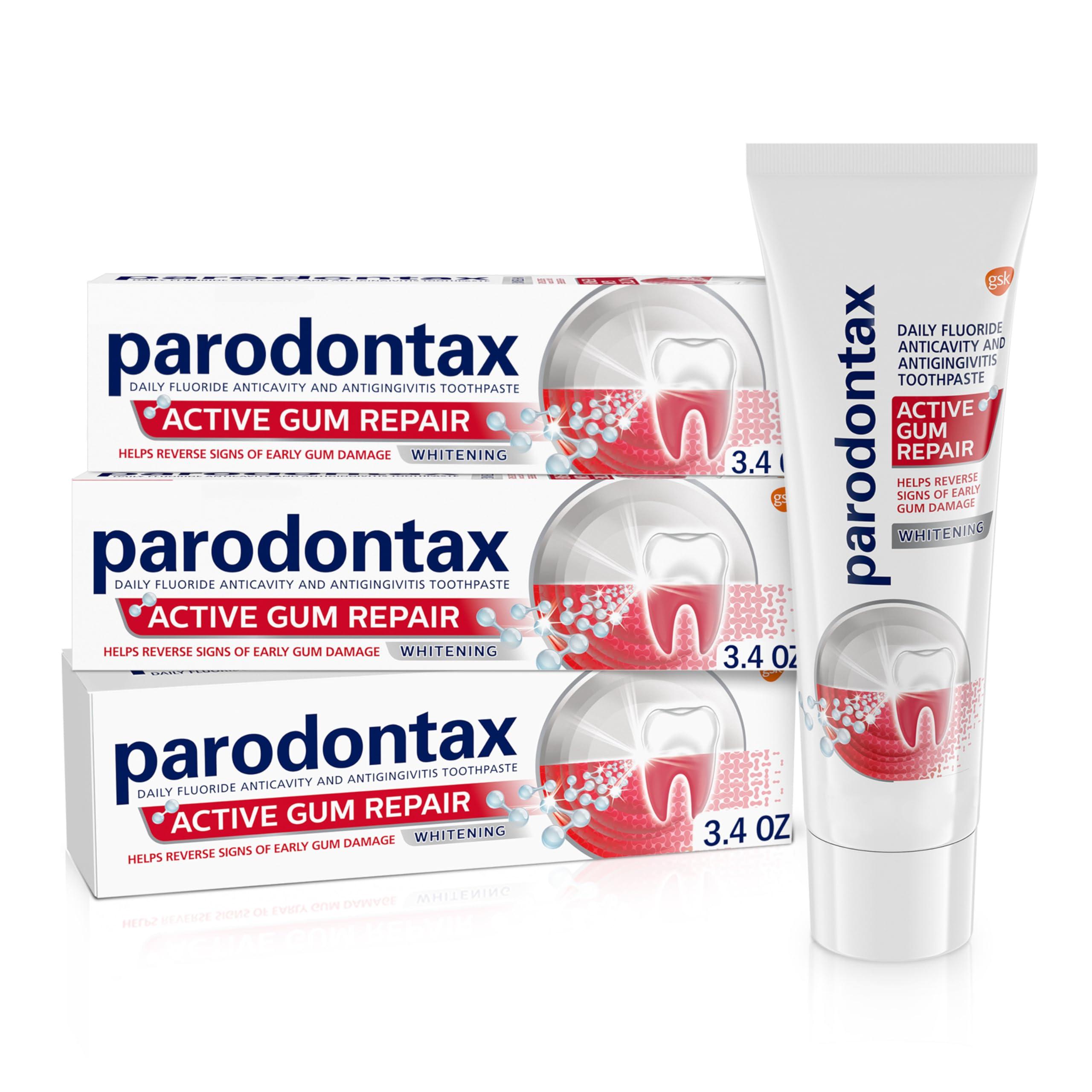 Parodontax Parodontax Active Gum Repair Whitening Toothpaste for Bleeding Gums - 3x3.4 oz Tube