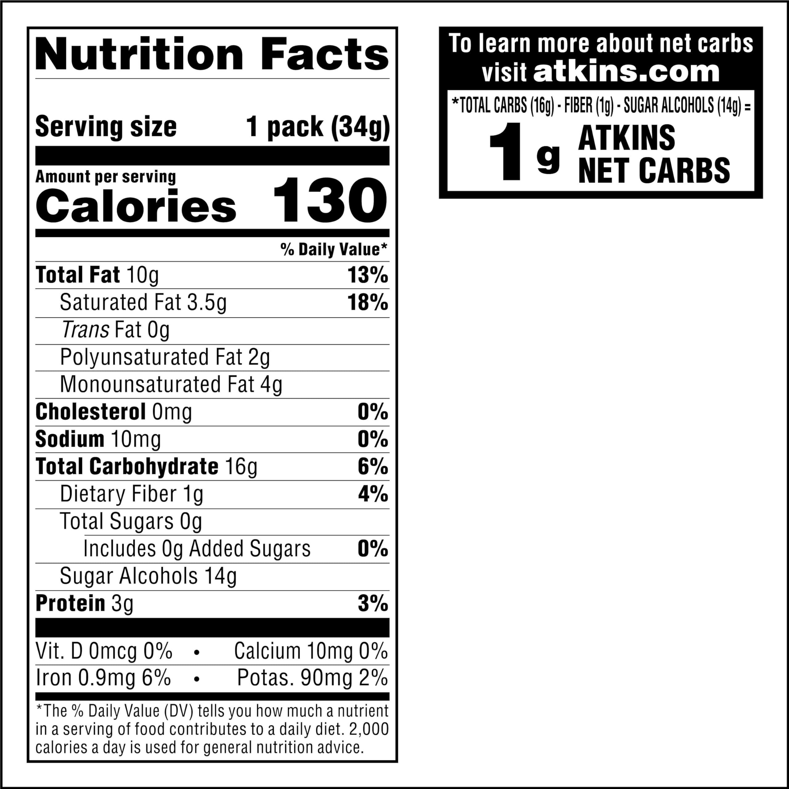 Atkins Atkins Endulge Chocolate Peanut Candies, Dessert Favorite, 0G Sugar, 16 Count
