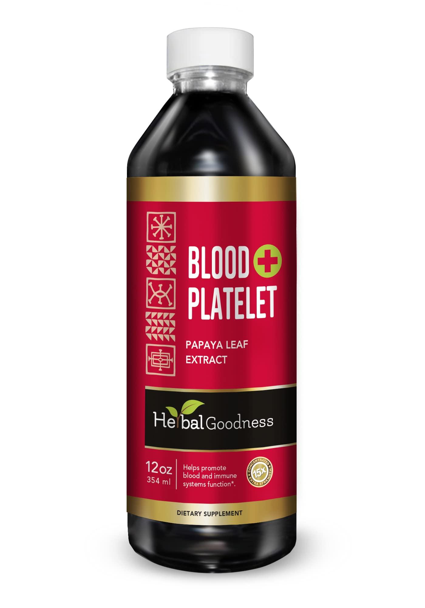 Herbal Goodness Herbal Goodness Papaya Leaf Blood Platelet Liquid Supplement 12oz - 20x Strength - Iron, Blood Platelet, Bone Marrow, Immune Support - Blood Cleanse Formula - Made in USA