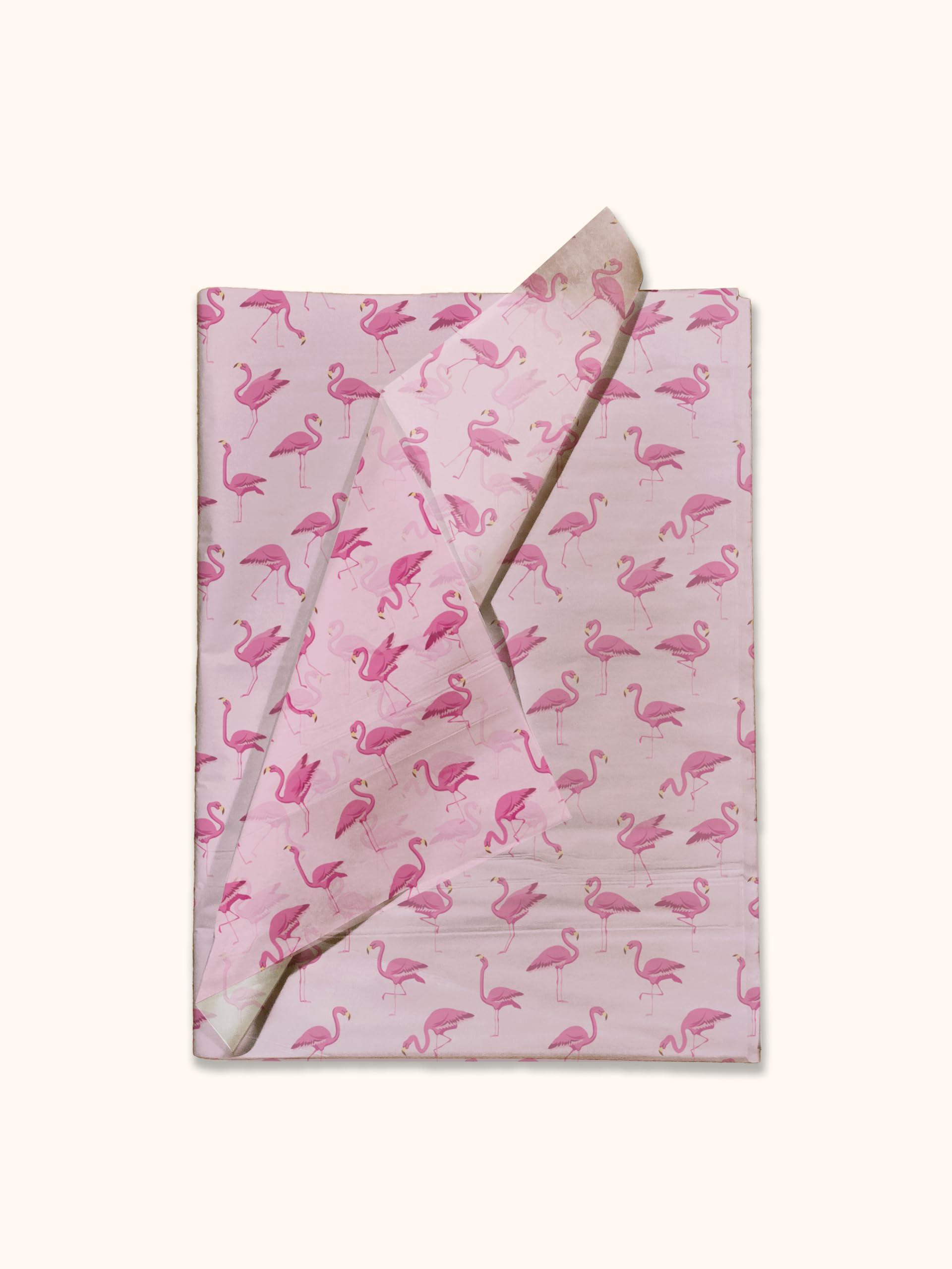 Pro Supply Global Pink Flamingo Printed Tissue Paper for Gift Bags or Boxes and Wrapping - Bulk Decorative Art Tissue Paper for Packaging and Gifting | 24 Sheets 20\" x 30\"