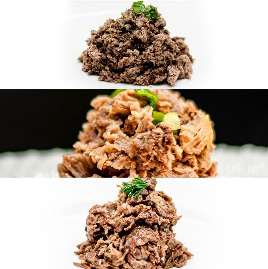 Survival Frog Survival Fresh Mixed Canned Meat - All Natural Canned Meat 2 Beef, 2 Chicken, 2 Ground Beef - Emergency Survival Meal 14.5oz Small Cans for Camping & Hiking - Meats from USA Farms (6 Pack)