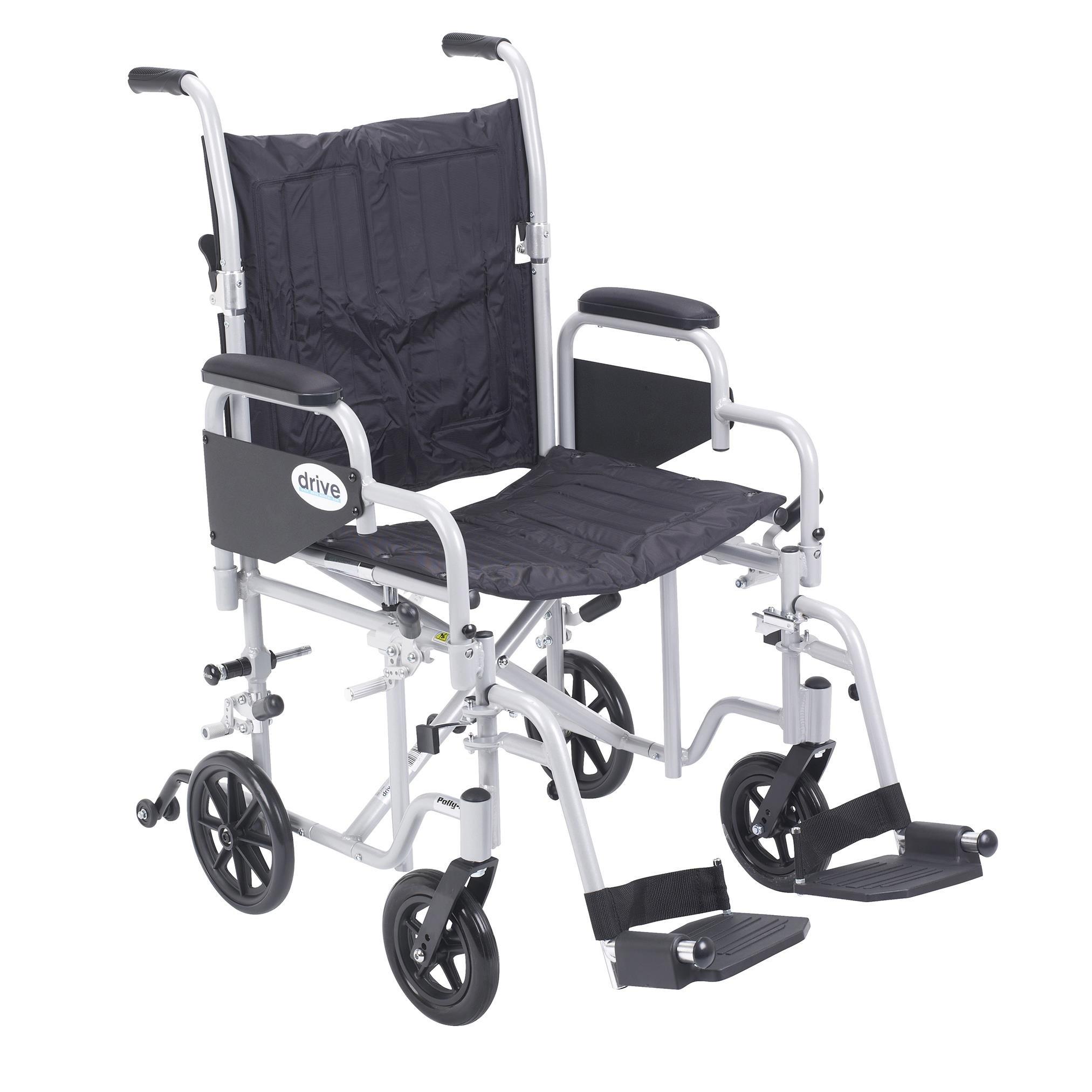 Drive Medical Drive Medical TR20 Poly-Fly Transport Wheelchair, Silver