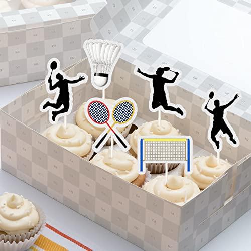 MEFENG MEFENG 18 Pcs Badminton Theme Cupcake Toppers badminton Lovers Party Supplies Sparkle Glitter Cake Decor,Sports Party Decorations- Birthday Cupcake Toppers