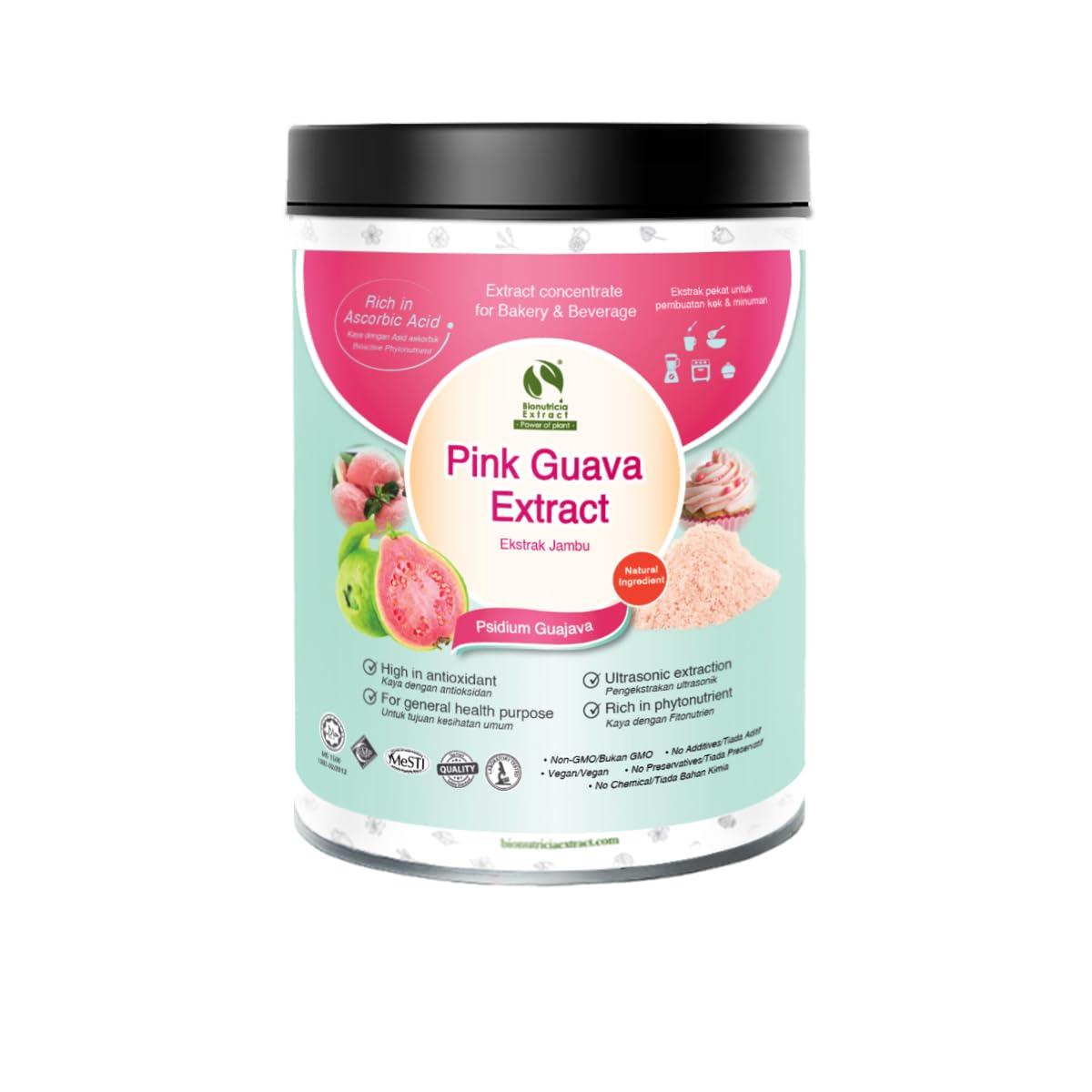 BIONUTRICIA EXTRACT Pink Guava (Psidium guajava) Standardized Extract Powder 200g | Natural Flavor & Color | Non GMO | Pure Extraction