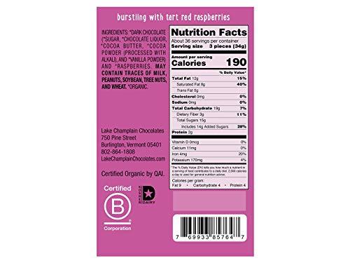 Lake Champlain Chocolates Lake Champlain Organic Tart Raspberry Dark Chocolate Squares, 100 Pieces, 2.5 Pounds