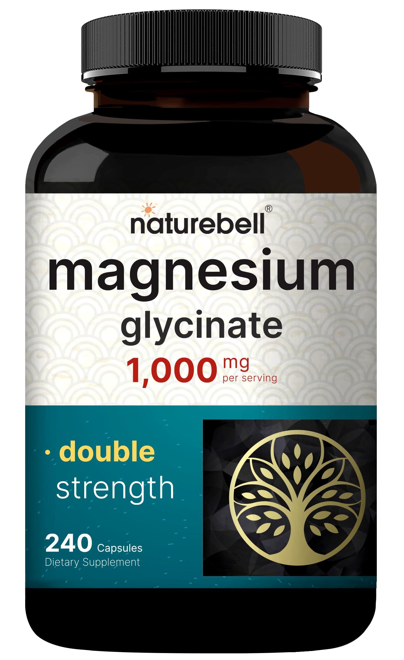 NatureBell NatureBell Magnesium Glycinate Supplement 1,000mg | 500mg Per Capsule, 240 Pills | 100% Chelated & Purified Non-GMO & Gluten Free