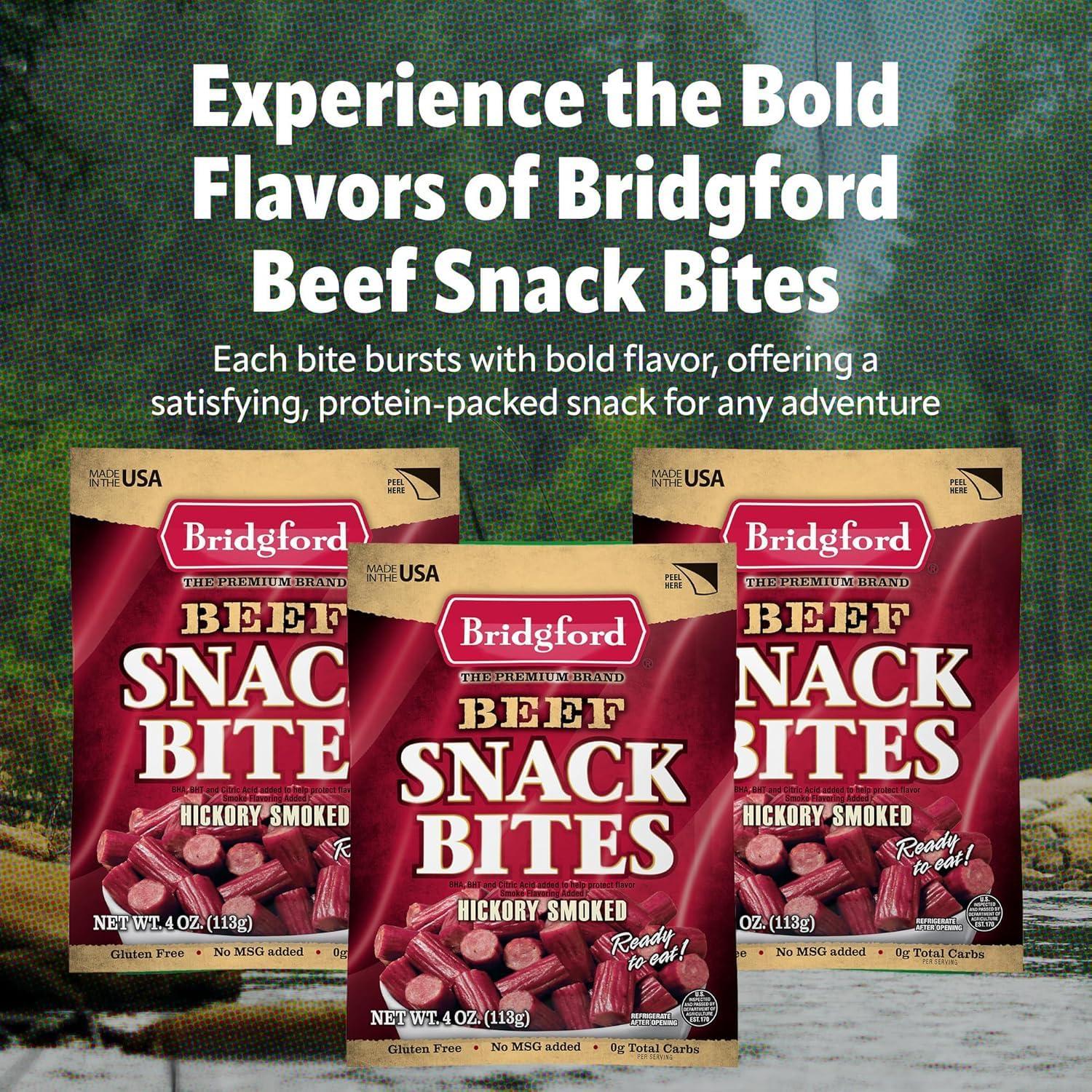 Bridgford Bridgford Beef Snack Bites 4 oz Pack of 4 - Ready-to-Eat Beef Snacks for On-the-Go Snacking - Gluten-Free Zero Carbs Meat Snacks for Adults - Keto Beef Snack Bites for Your Keto Diets