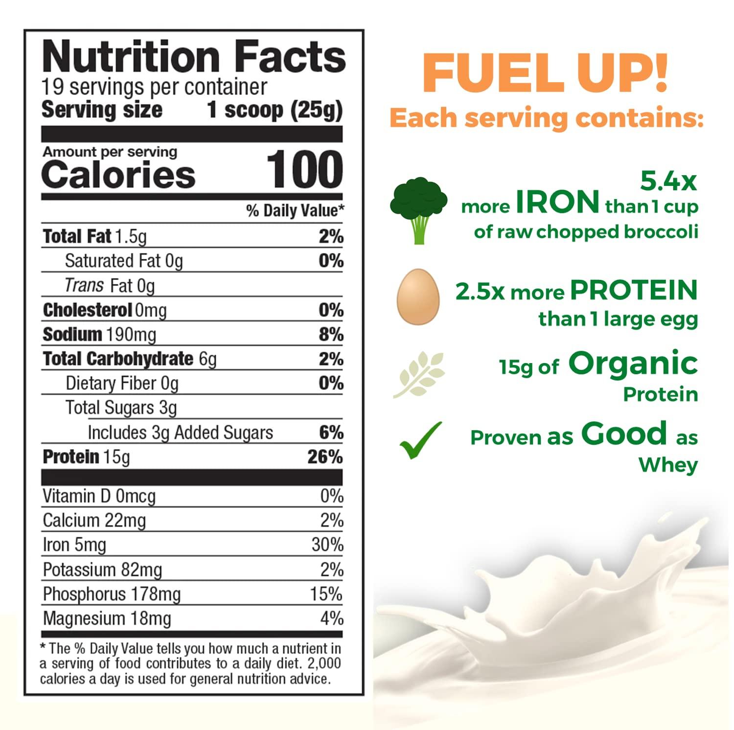 Growing Naturals Growing Naturals Organic Rice Protein Powder - 15g Plant Protein, 2.8G BCAA - Low-Carb, Low-Sugar, Non-GMO - Vanilla Blast, 16.4 Ounce (Pack of 1)