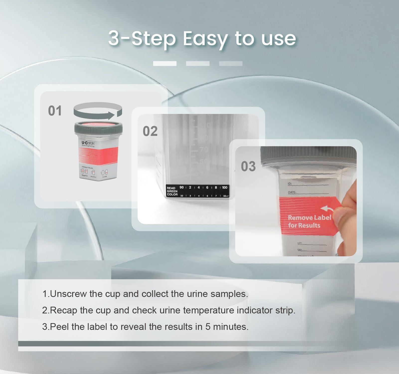 U Catch [5 Pack] Multidrug Test Cup Kit: 12 Panel Urine Test Cup Rapid Test at Home -The Largest DOA Cup
