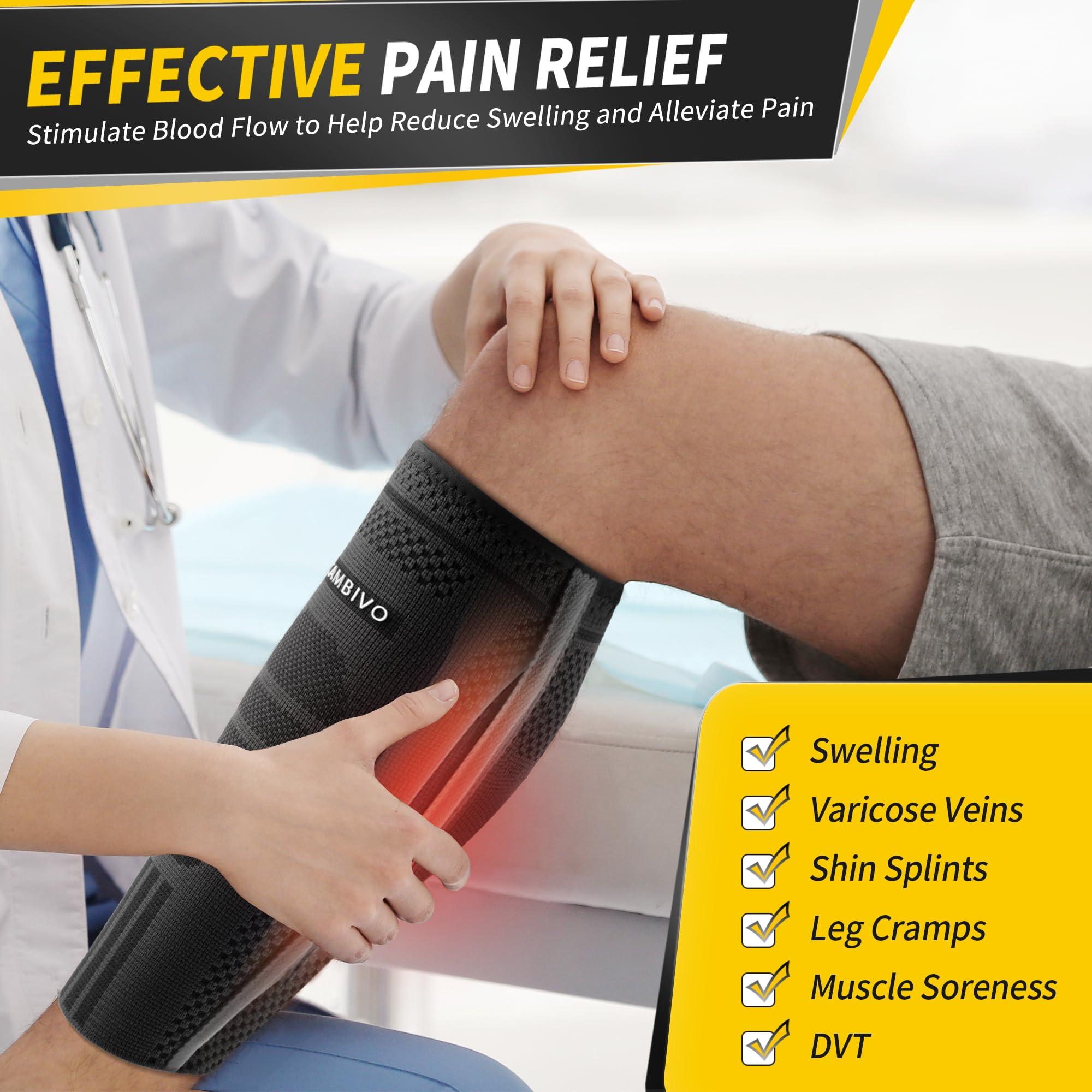 CAMBIVO CAMBIVO Calf Compression Sleeves with Side Stabilizers for Men & Women - Shin Splint Support, Leg Brace Guard for Running