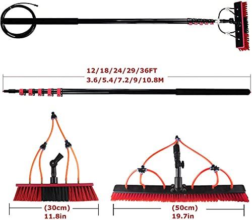 KDLK Water Fed Pole Kit,Water Fed Brush Water Fed Pole Kit, Window Washing Set Equipment Telescopic Extension Pole Cleaning Kit for Window Cleaning, Photovoltaic Panel Cleaning, Trucks (Size : 12FT/3.6M)