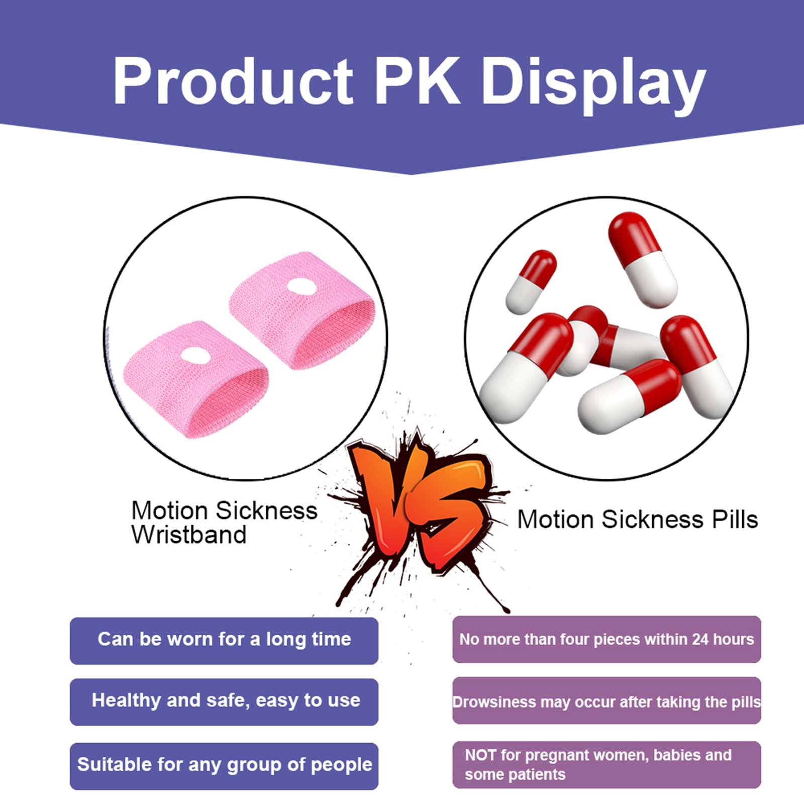 Zingso Zingso Anti Nausea Travel Sickness Wristbands, 2 Pairs Motion Sickness Bands for Kids & Adults Natural Acupressure Nausea Relief Wristbands for Car Sea Flying Trip (Pink+Pink)