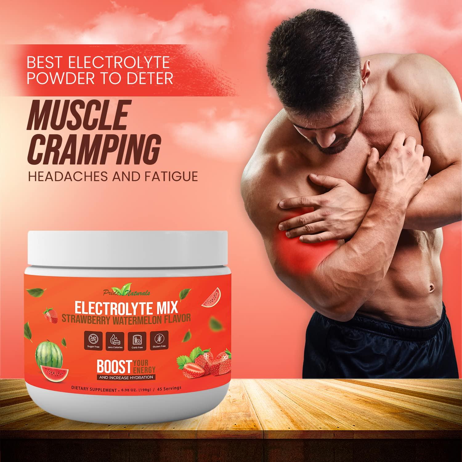 Pride Naturals Inc Electrolyte Powder - Refreshing Workout Recovery Electrolytes, Sugar Free, Gluten Free & Vegan, Pure Keto & Paleo Hydration Beverage, Immune Boosting Vitamins (198 Grams, Strawberry Watermelon)